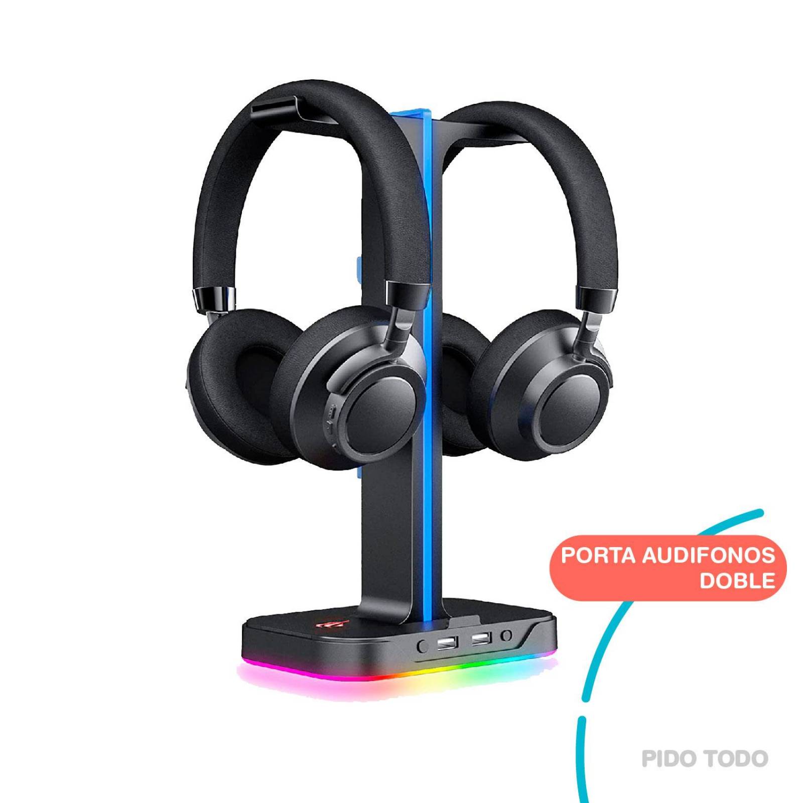 Soporte para Audifonos doble Azul con Luz RGB 
