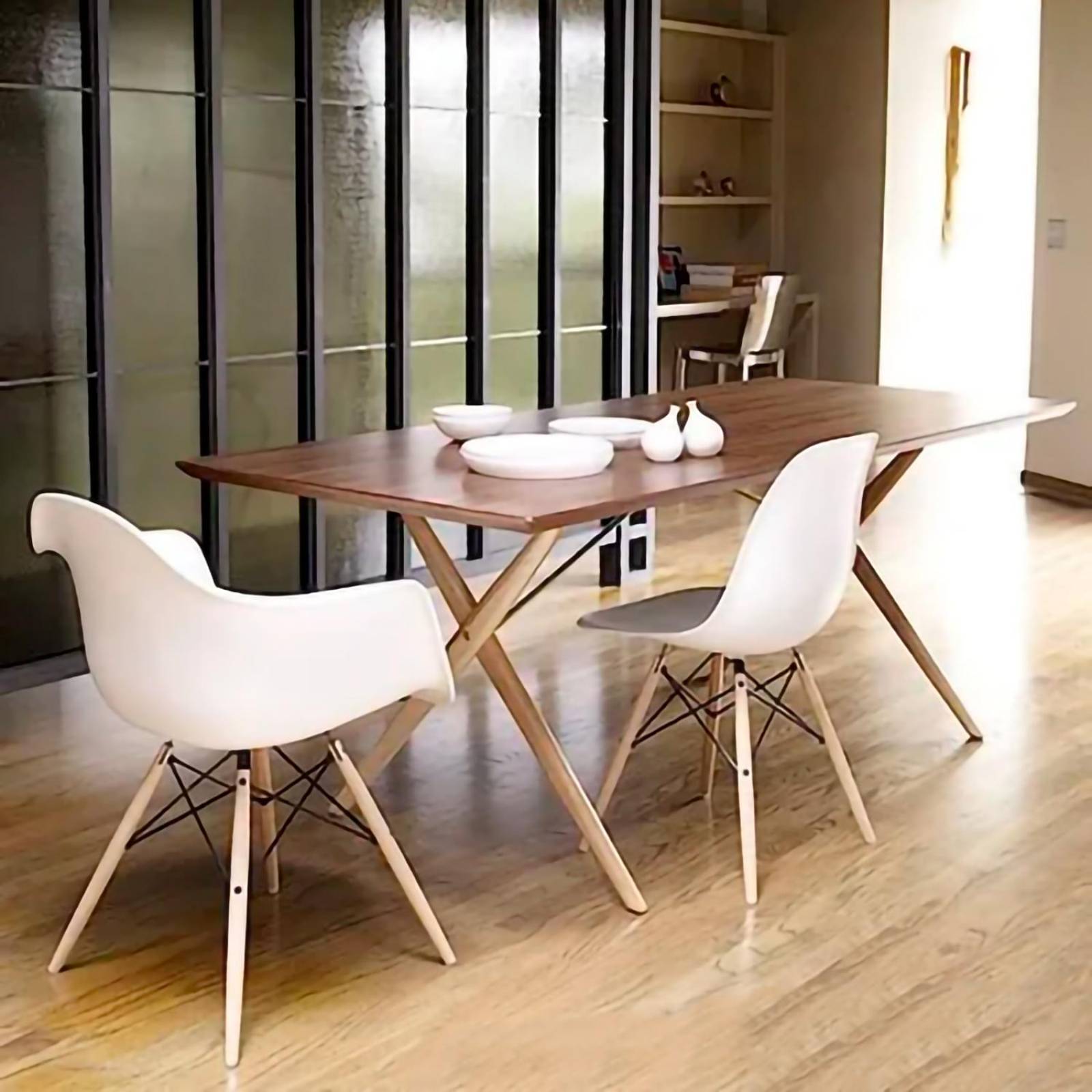 Silla Tipo Eames Con Brazos Comedor Moderno Retro Resistente Blanco