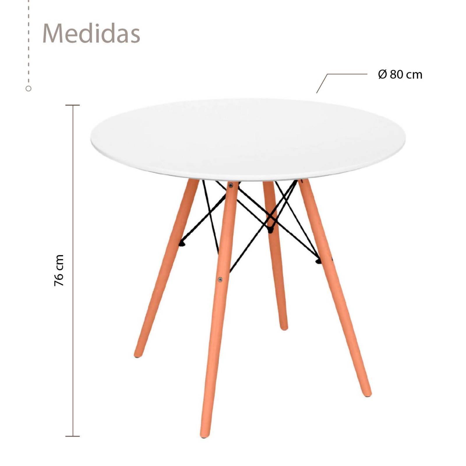 Mesa De Comedor Redonda Estilo Eames Minimalista Moderna White