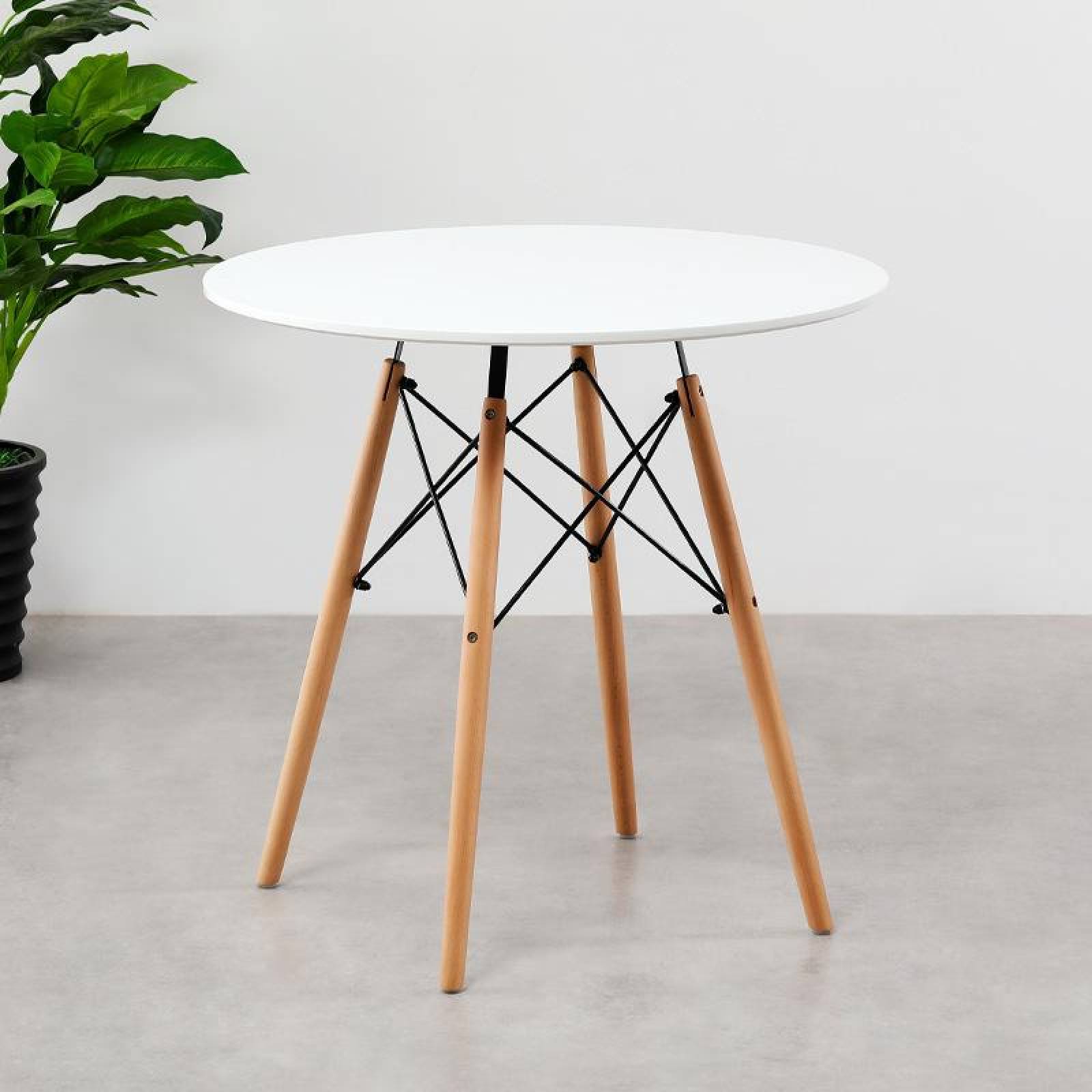 Mesa De Comedor Redonda Estilo Eames Minimalista Moderna White