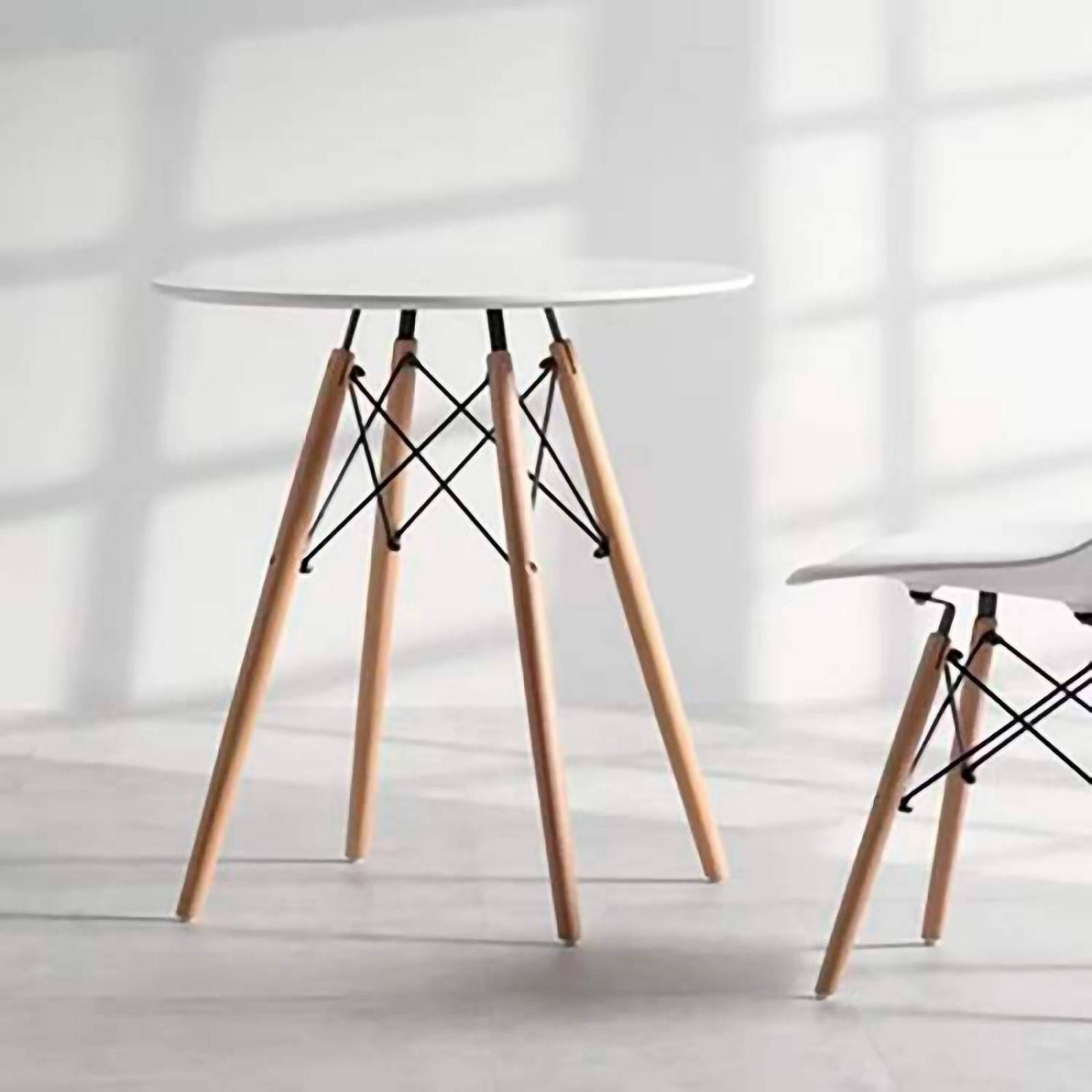 Mesa De Comedor Redonda Estilo Eames Minimalista Moderna White