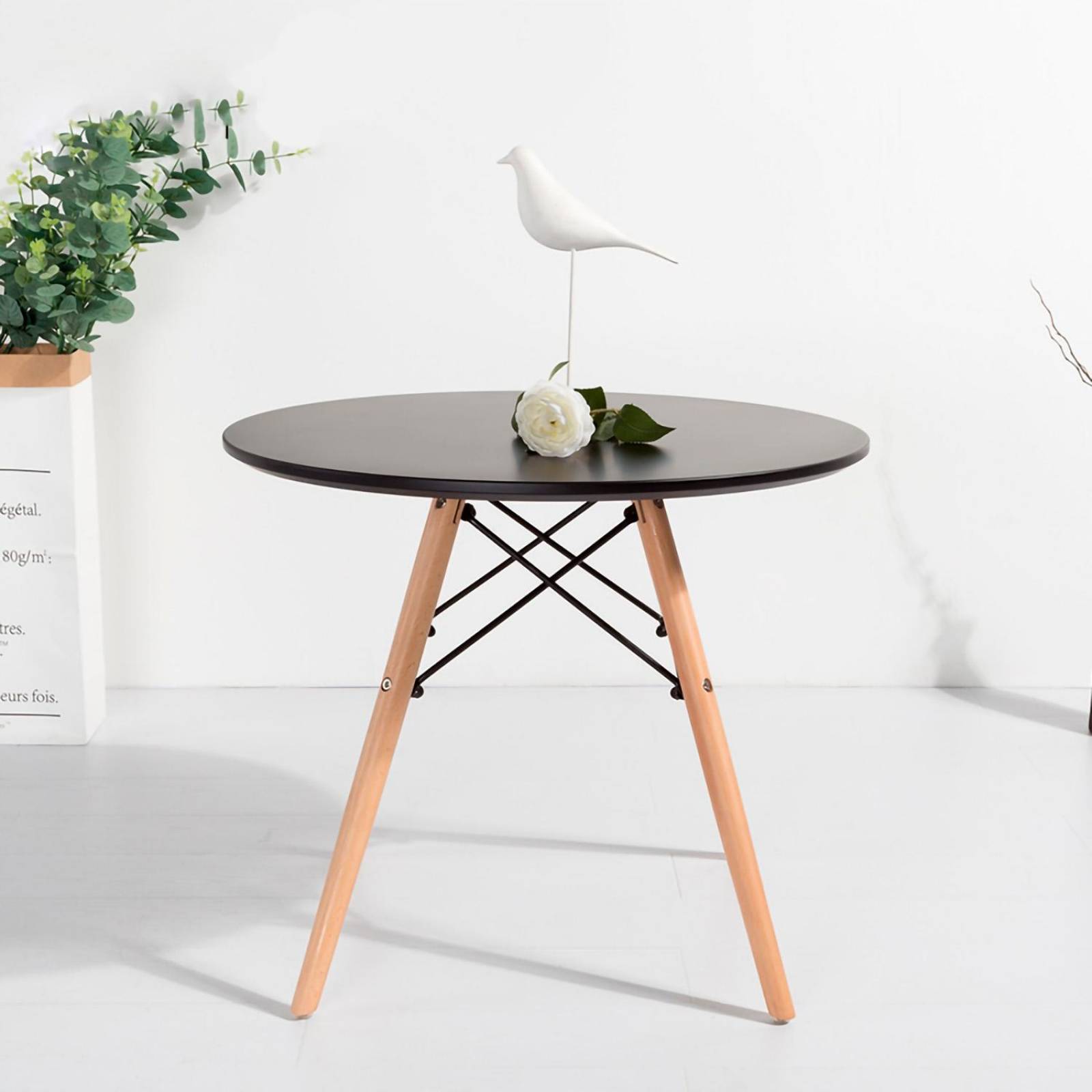 Mesa De Comedor Redonda Estilo Eames Minimalista Moderna Black