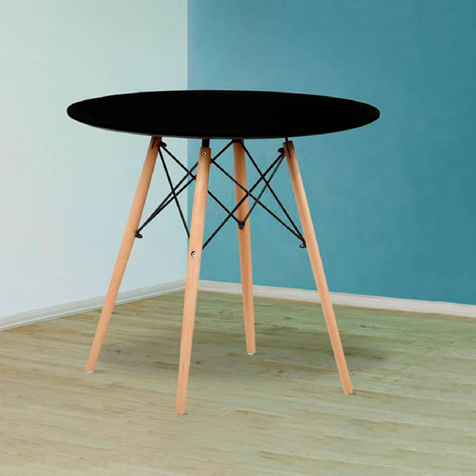 Mesa De Comedor Redonda Estilo Eames Minimalista Moderna Black
