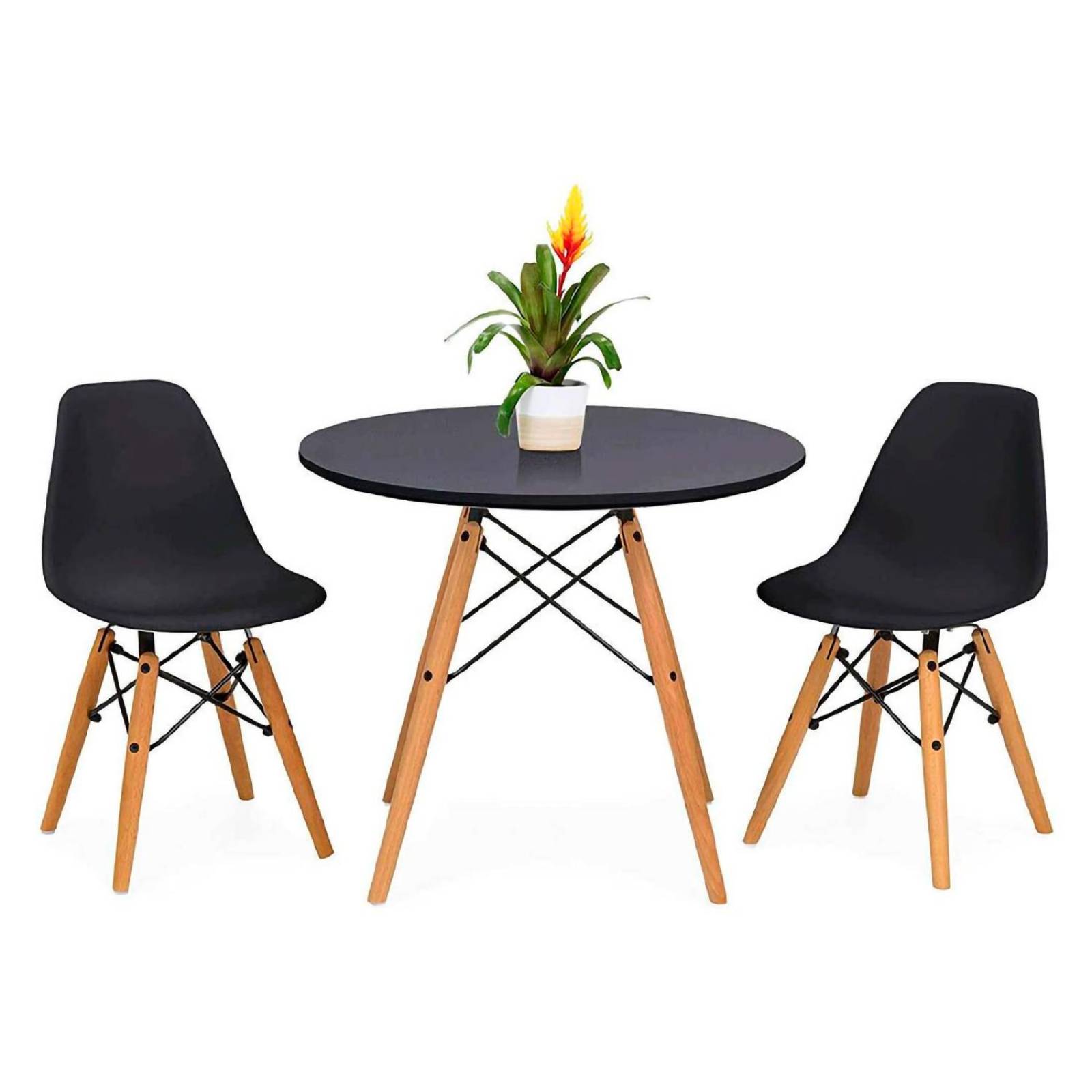 Mesa De Comedor Redonda Estilo Eames Minimalista Moderna Black