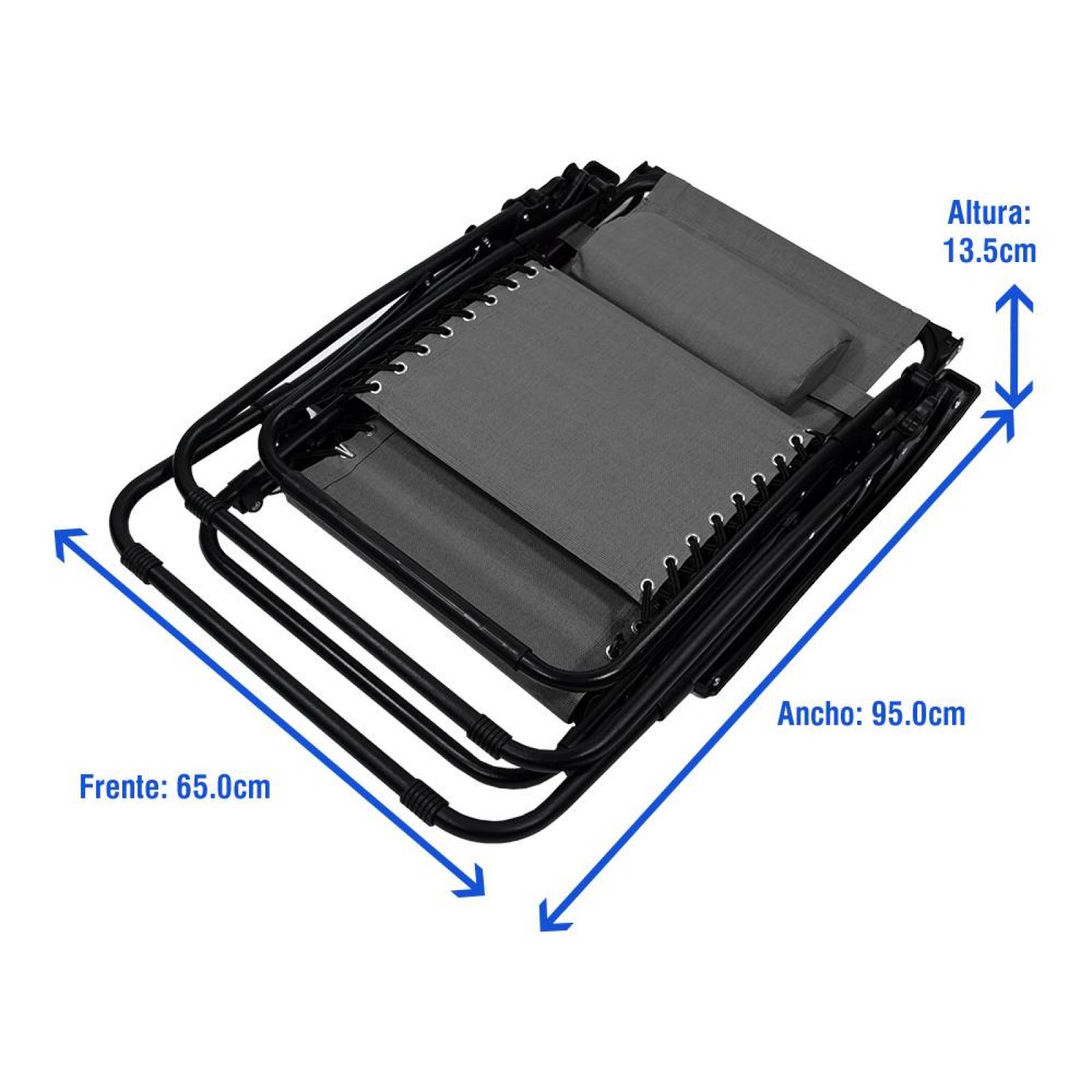 Silla Camastro Plegable Tecnologia Gravedad Cero Reclinable con sombrilla Gris