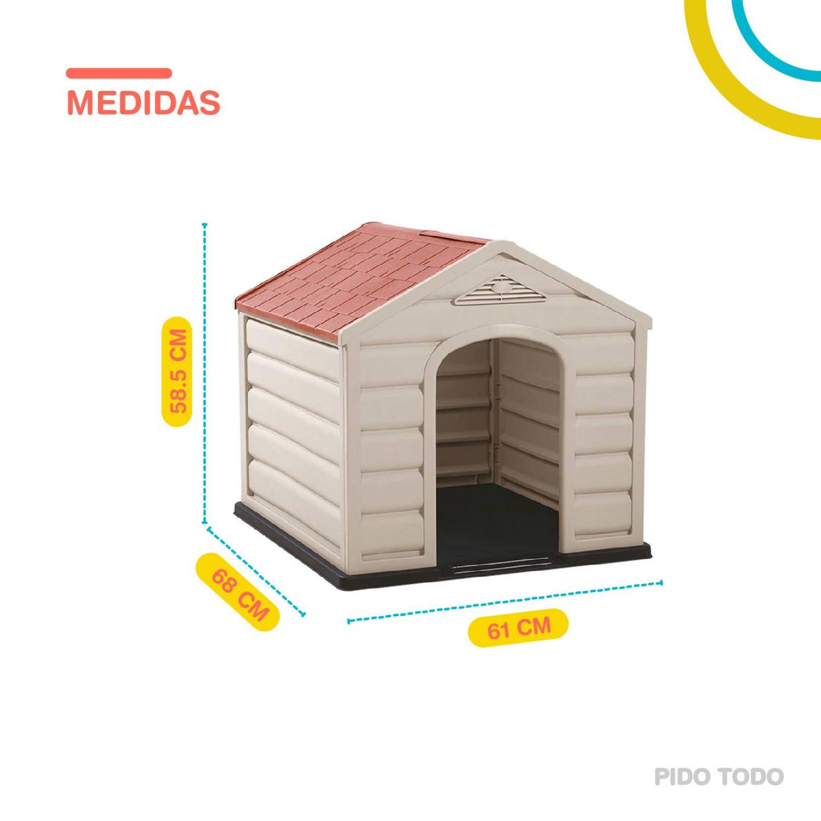 Casa Para Perro Chico Mediano De Plástico Termica Resistente Rojo