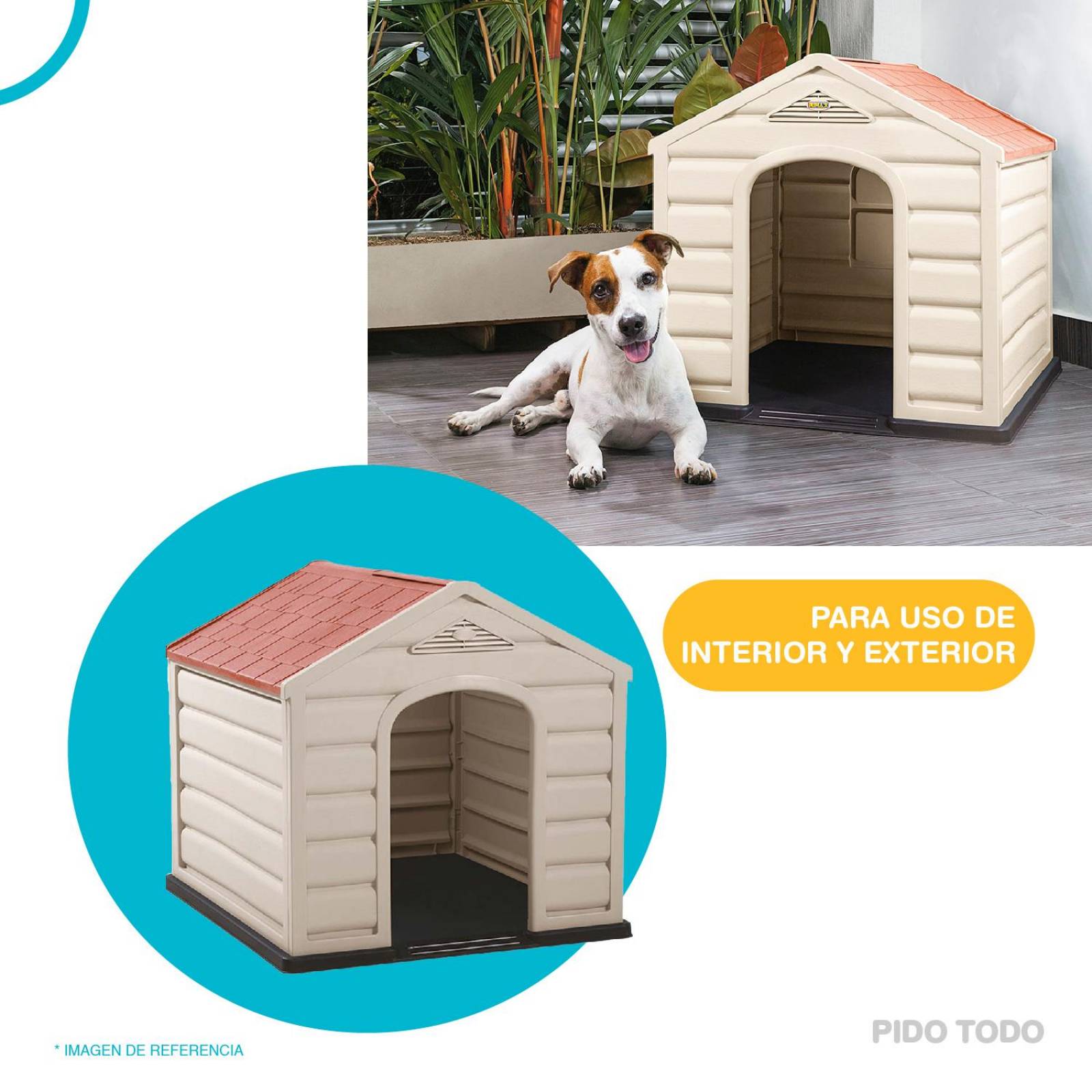 Casa Para Perro Chico Mediano De Plástico Termica Resistente Rojo