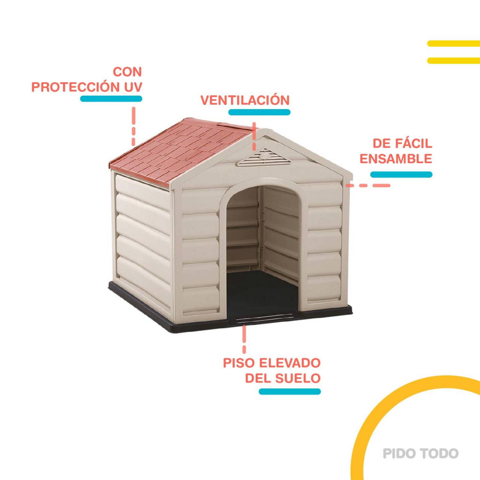 Casa Para Perro Chico Mediano De Plástico Termica Resistente Rojo