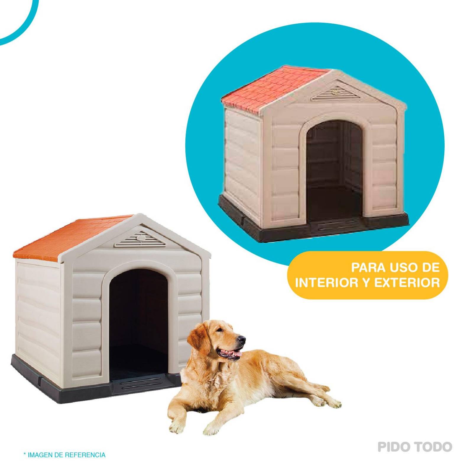 Casa Para Perro Grande Mediano Plastico Termica Resistente Rojo