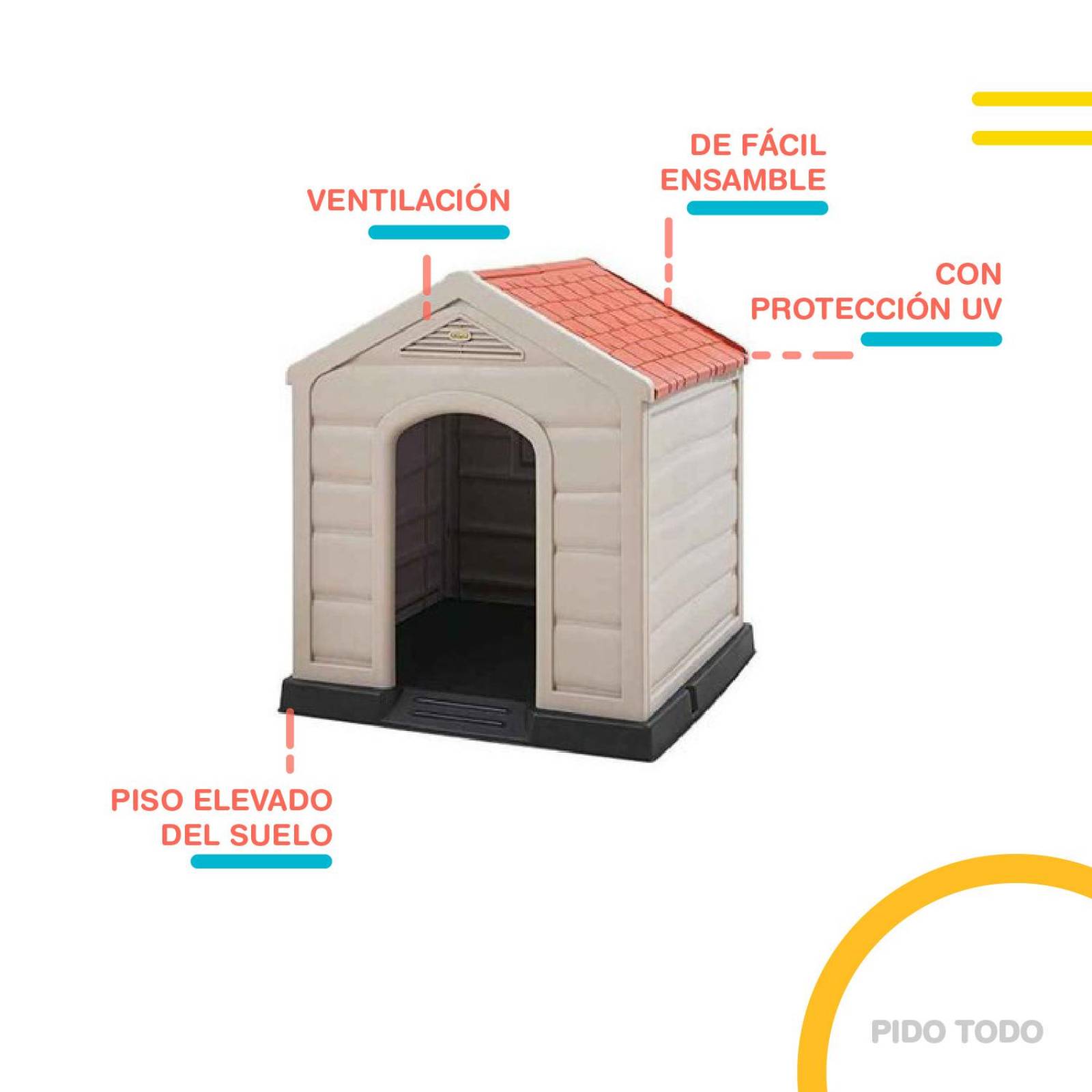 Casa Para Perro Grande Mediano Plastico Termica Resistente Rojo