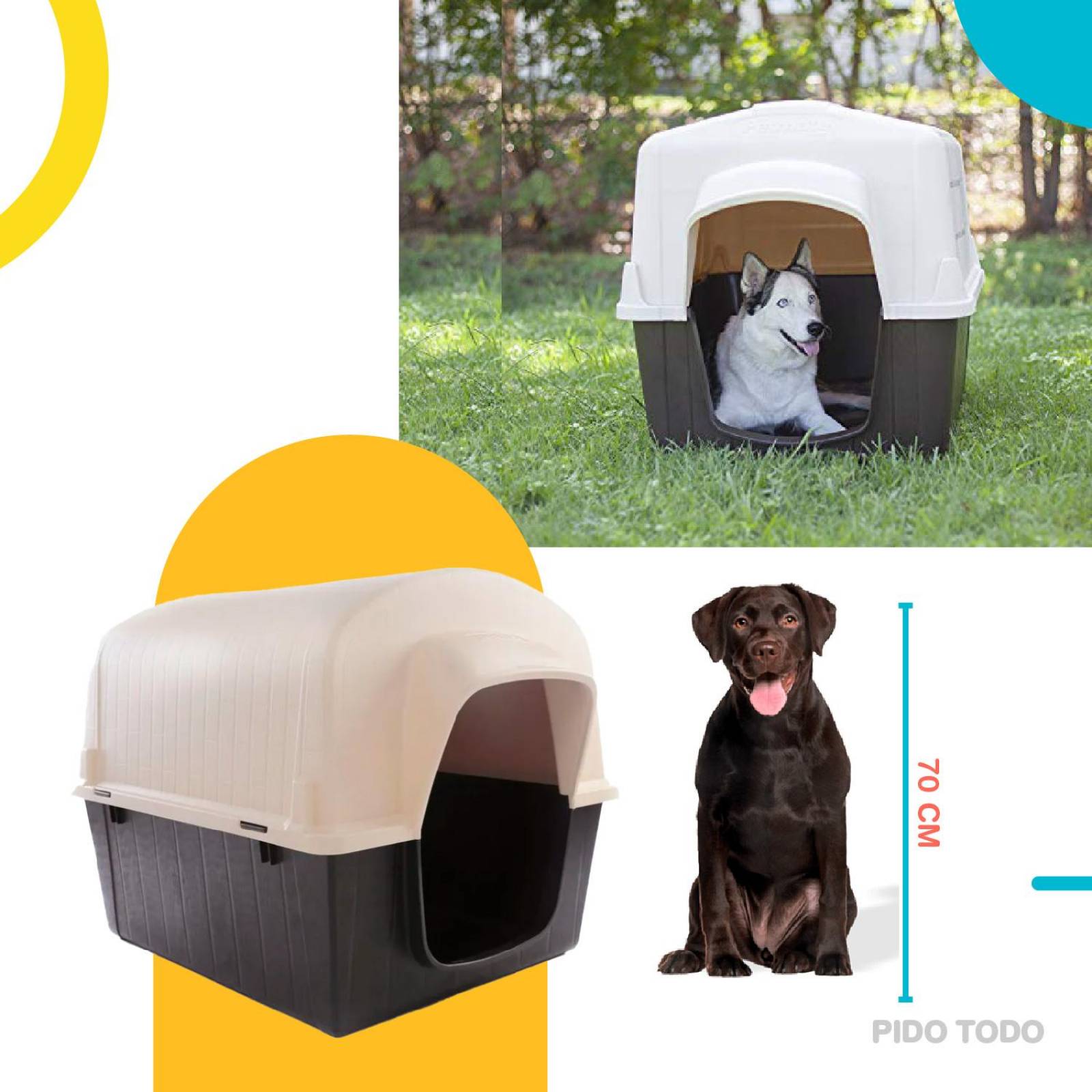 CASA PLASTICO RESISTENTE PARA MASCOTA PERRO GATO RAZA GRANDE. Ideal para perros de hasta 70 Cm - 70 Kg. 