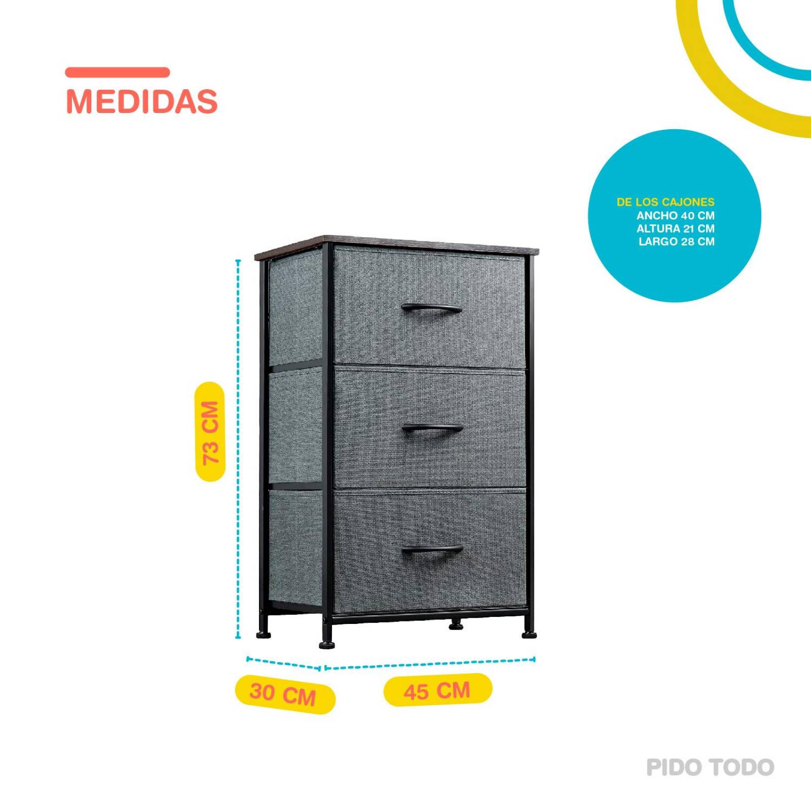 Organizador 3 Cajones Estante Gavetas de Tela Almacenamiento 