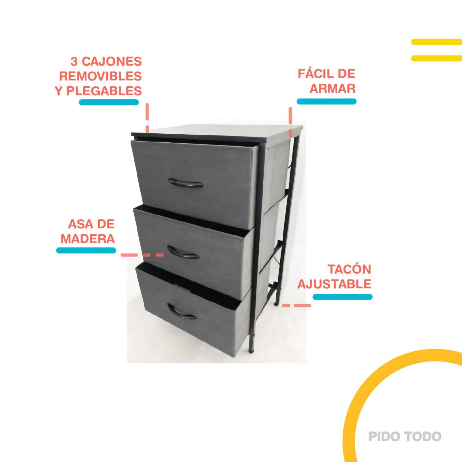 Organizador 3 Cajones Estante Gavetas de Tela Almacenamiento 