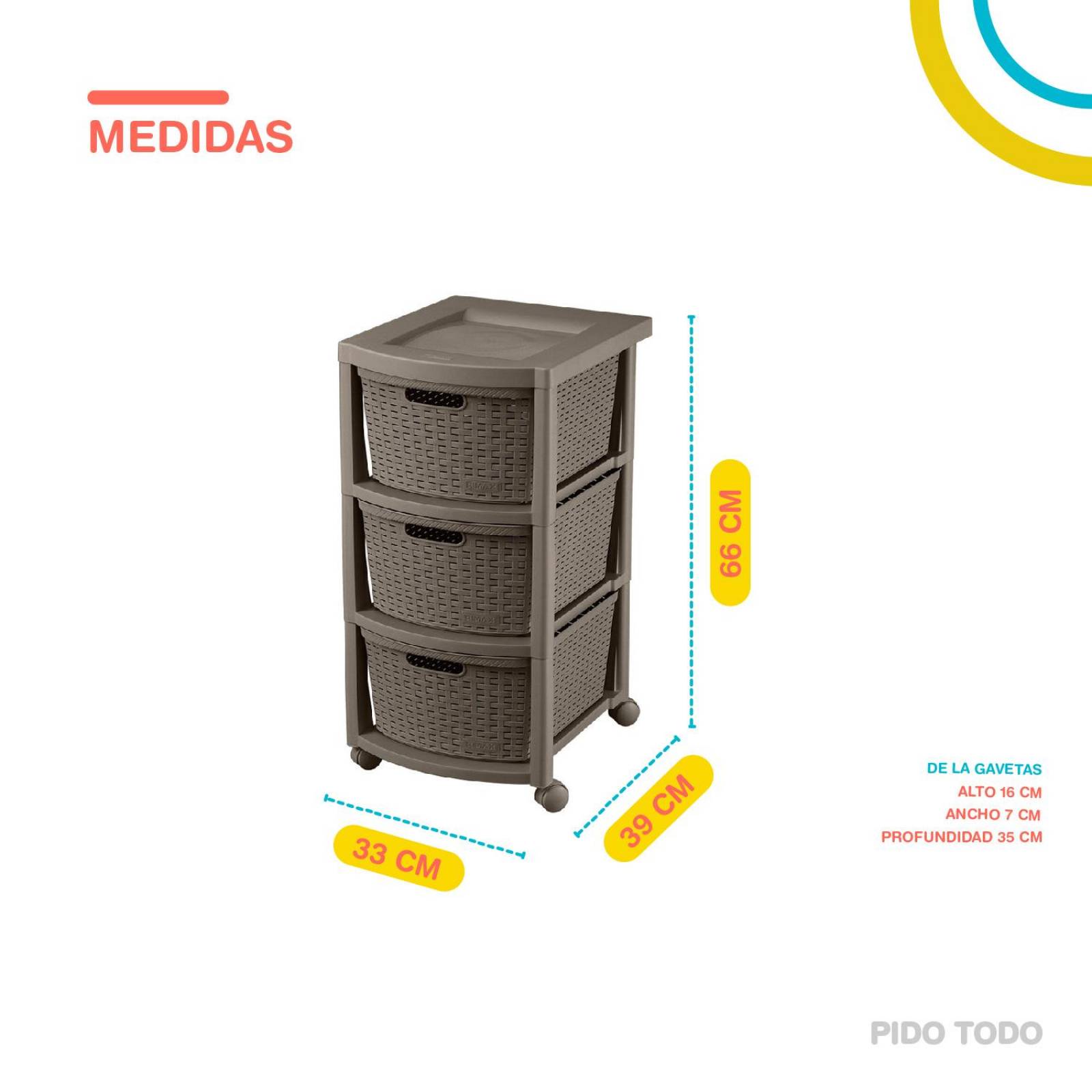 Torre 3 Niveles Cajonera Multiusos Organizador Plastico Café