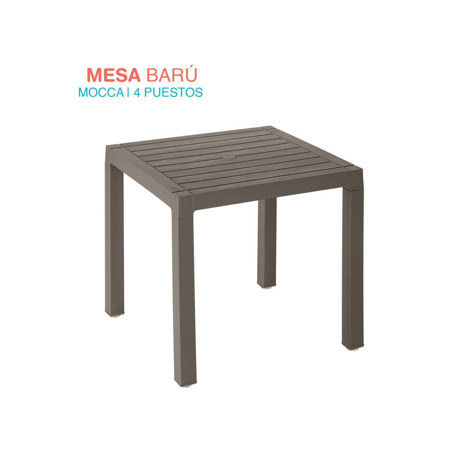 Mesa De Plastico 75x75 Cm Desmontable Cuadrada BARU Café barú mocca