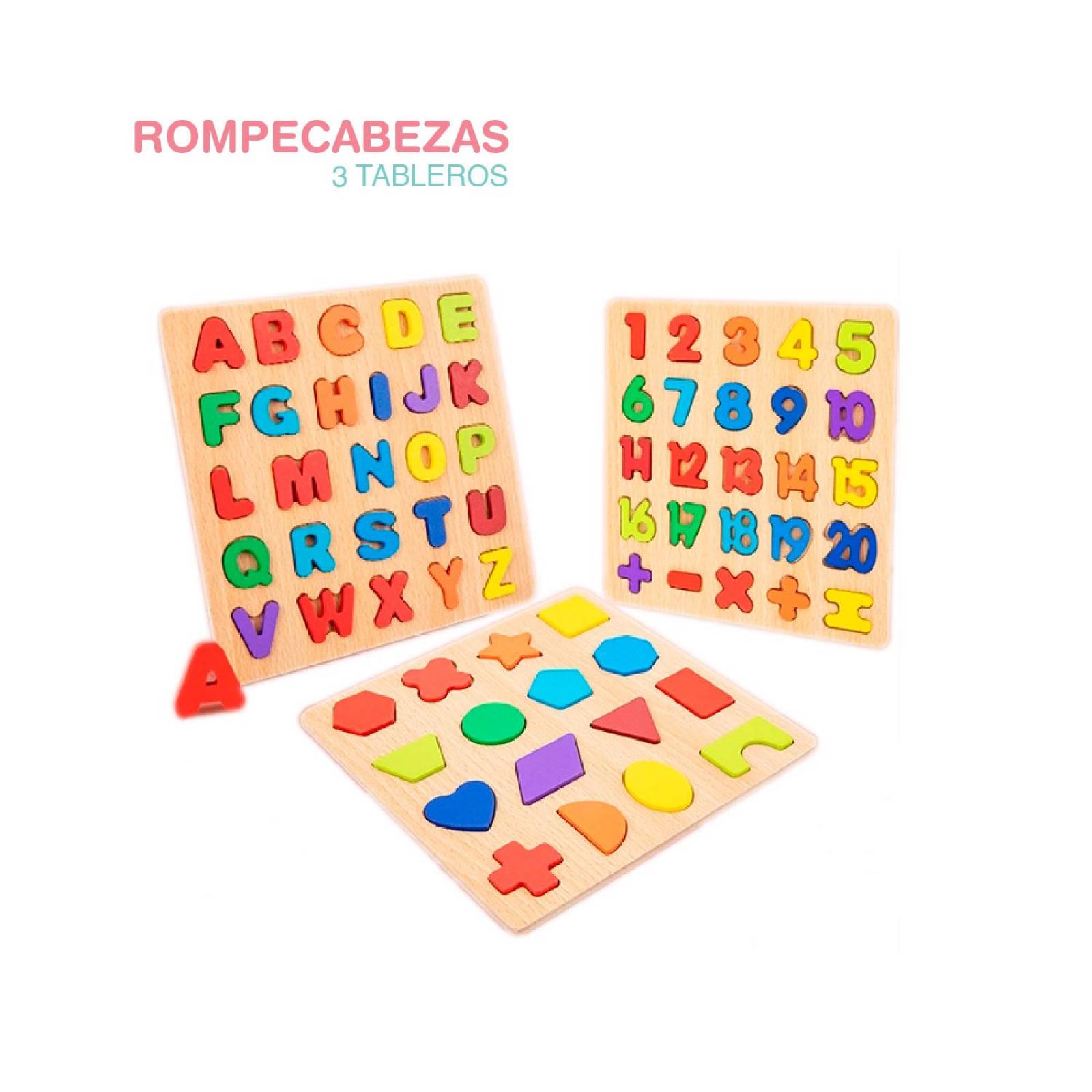 Rompecabezas Numeros, Letras y figuras geometricas 