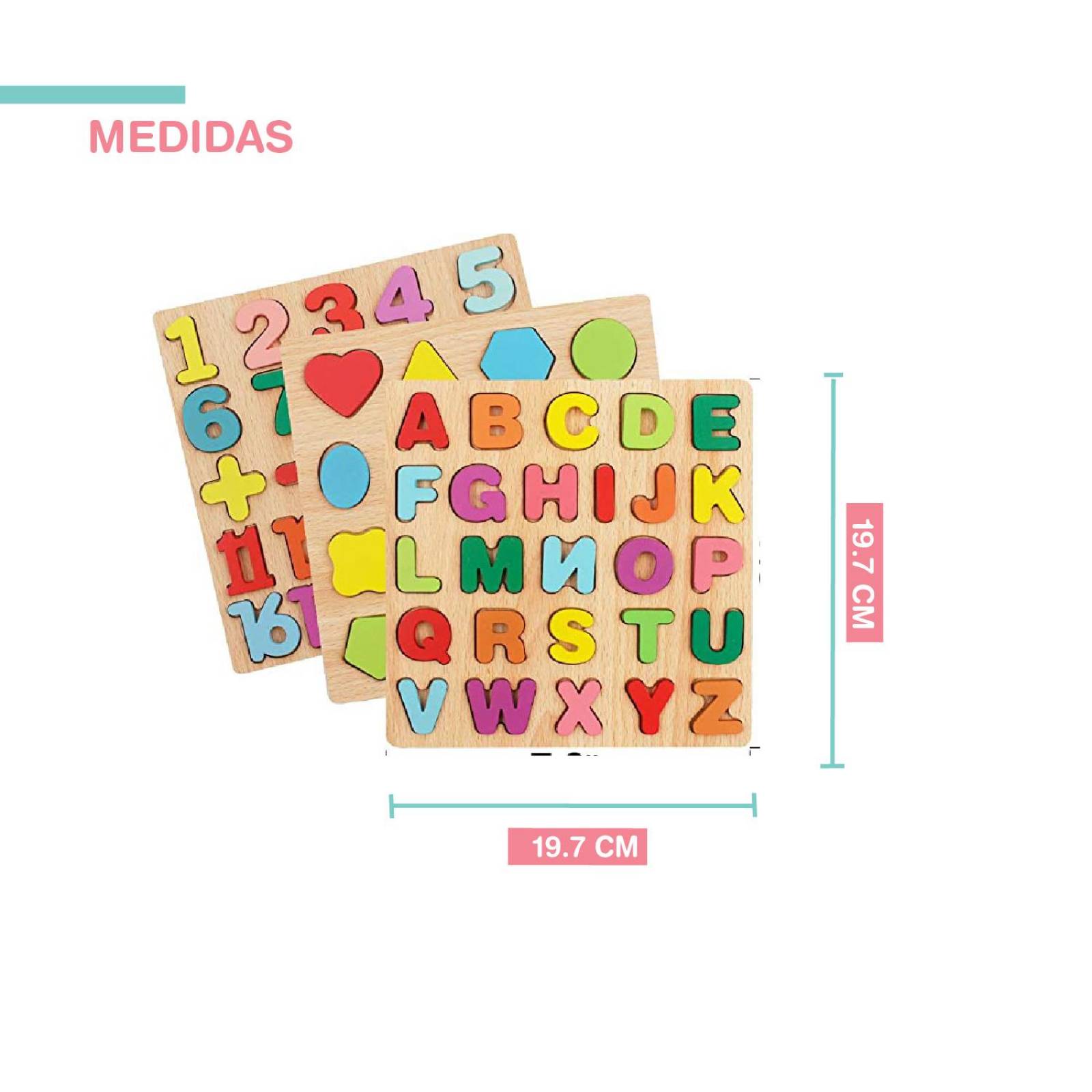 Rompecabezas Numeros, Letras y figuras geometricas 