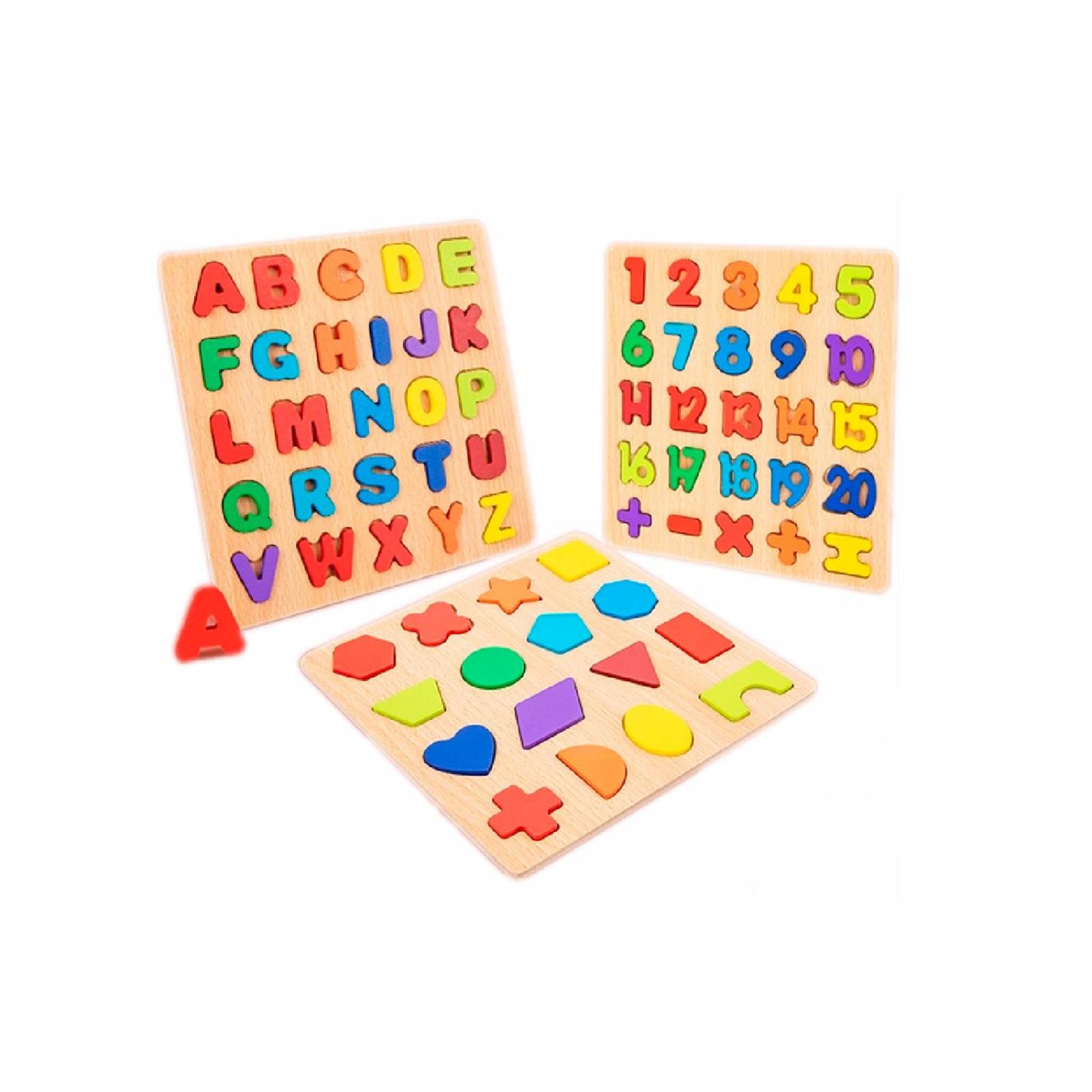 Rompecabezas Numeros, Letras y figuras geometricas 