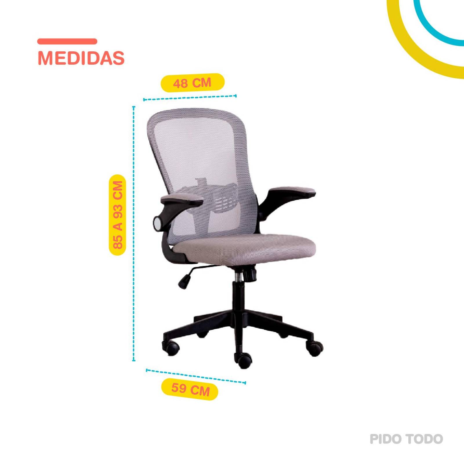 Silla Para Escritorio Y Oficina Ergonomica Altura Ajustable Gris