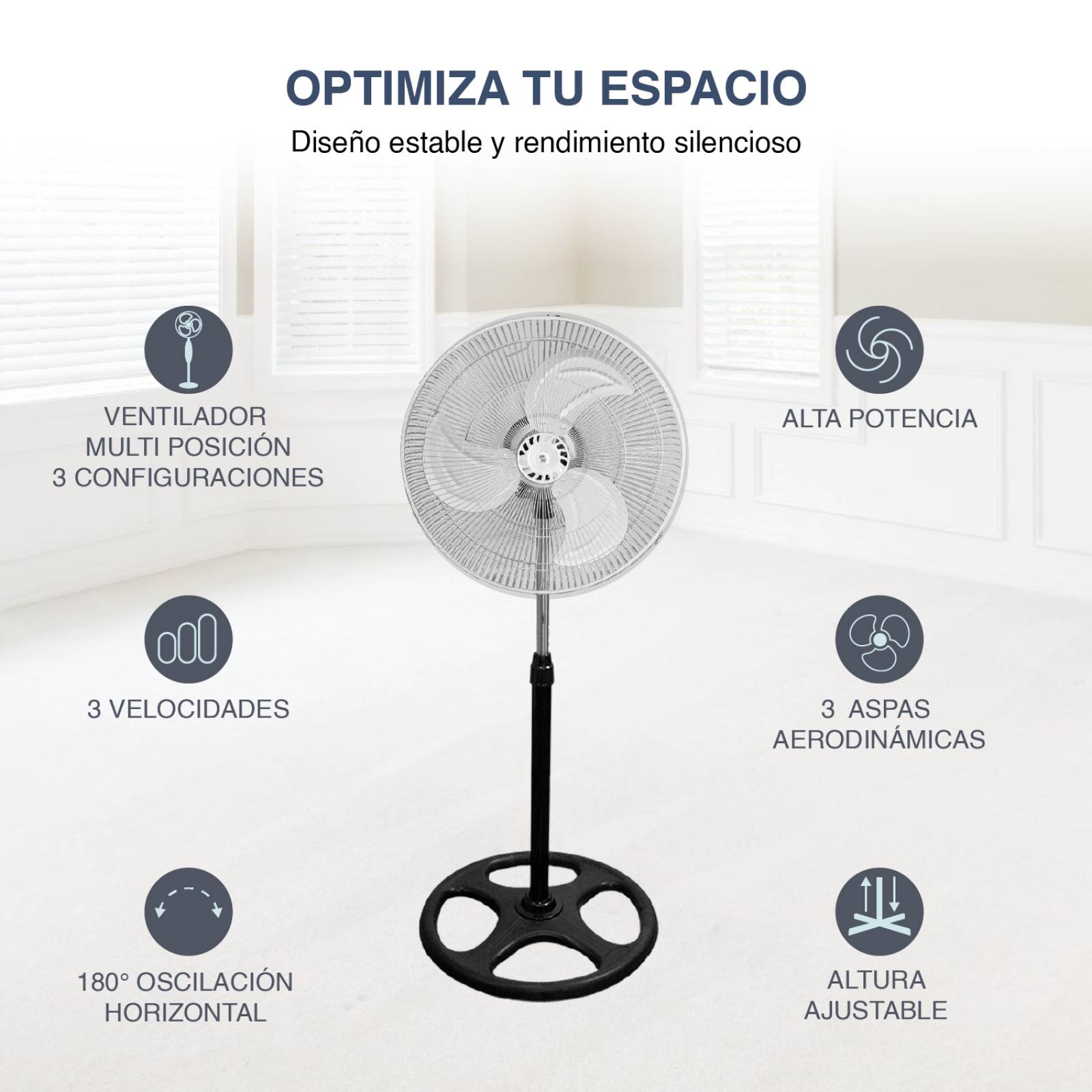 Ventilador 3 En 1 Multi Uso 3 Velocidades Aspas De Metal