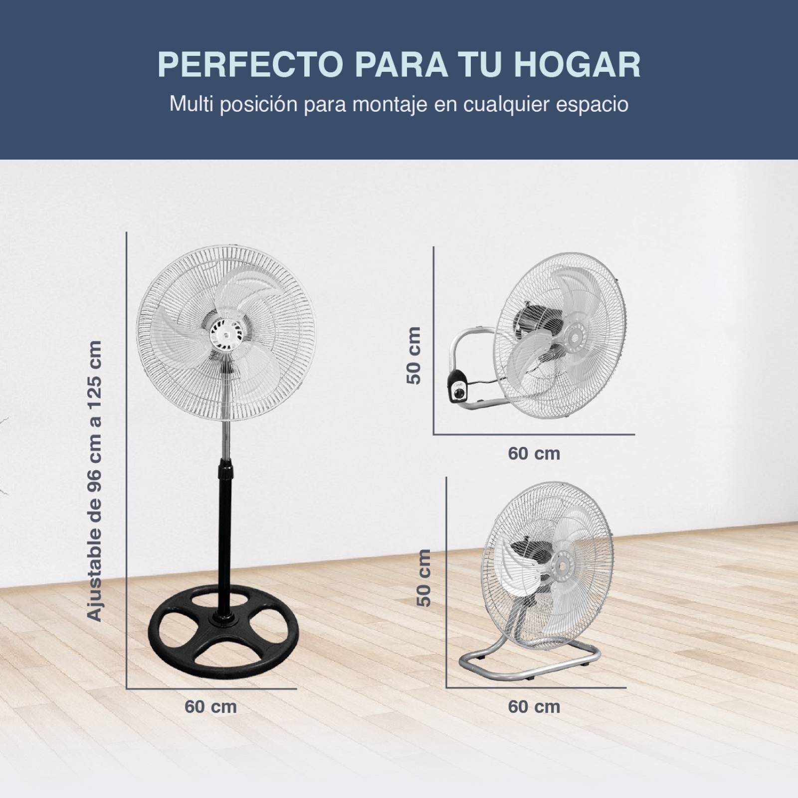 Ventilador 3 En 1 Multi Uso 3 Velocidades Aspas De Metal