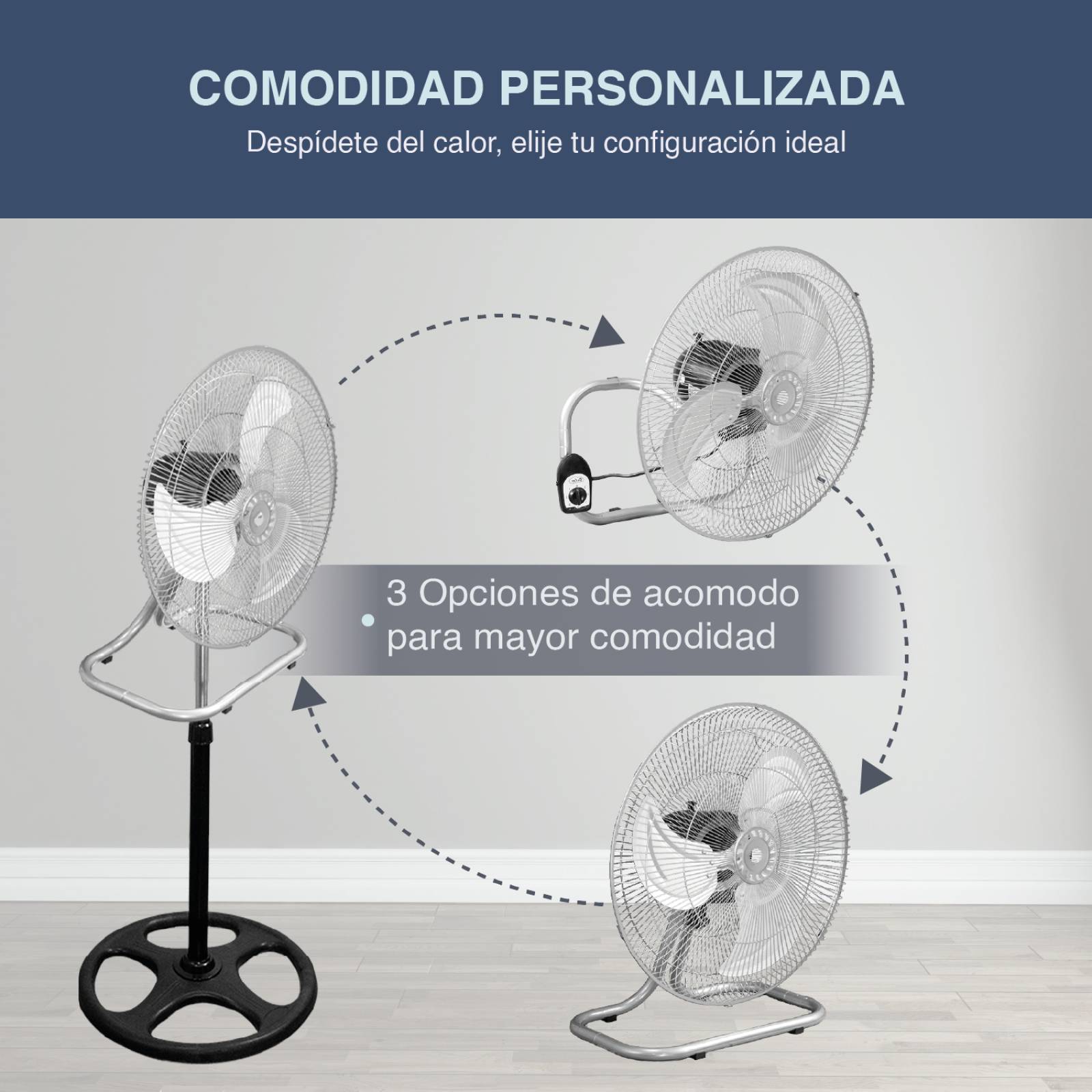 Ventilador 3 En 1 Multi Uso 3 Velocidades Aspas De Metal