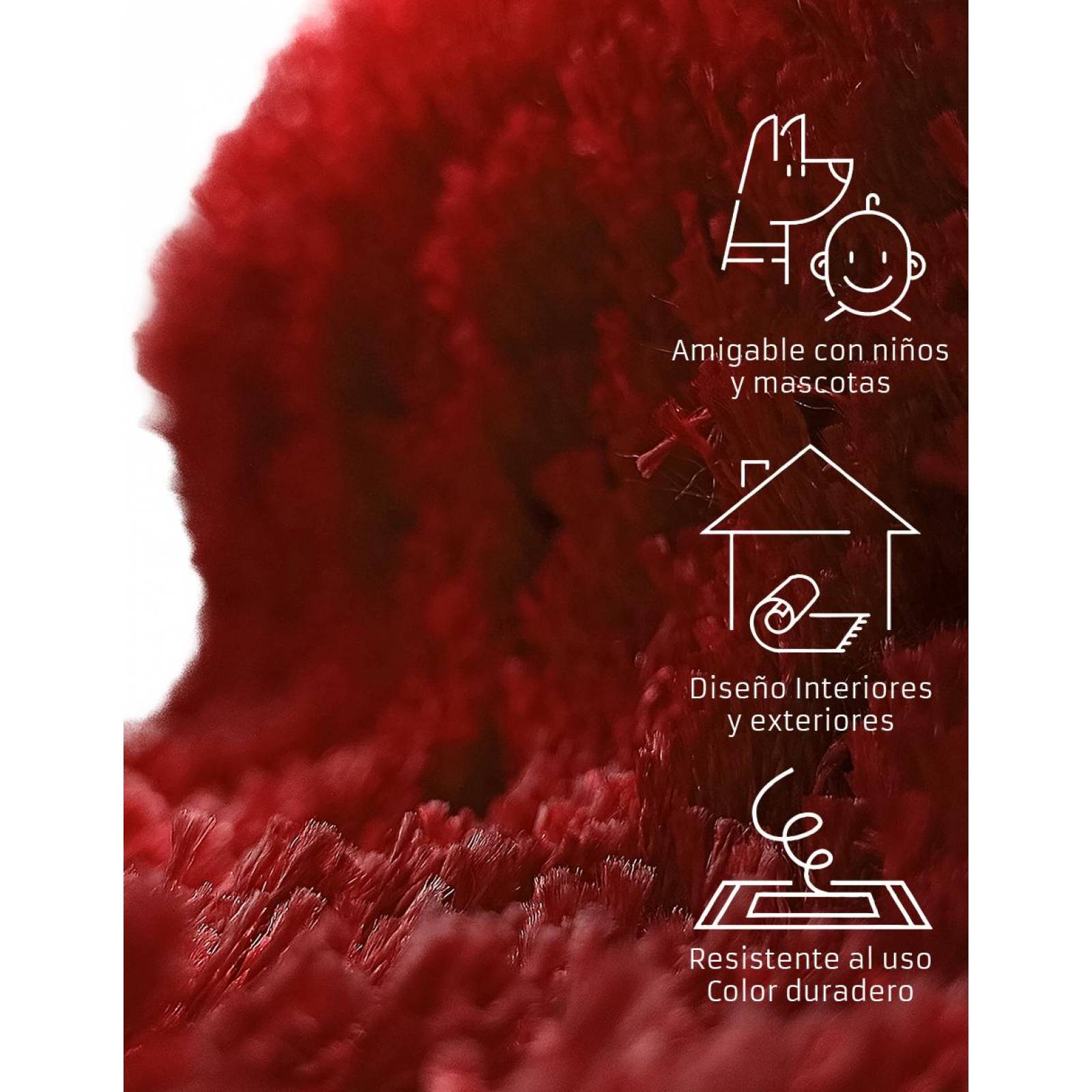 Tapete SHAGGY 1.50m x 2.25m Shaggy Rojo Rojo