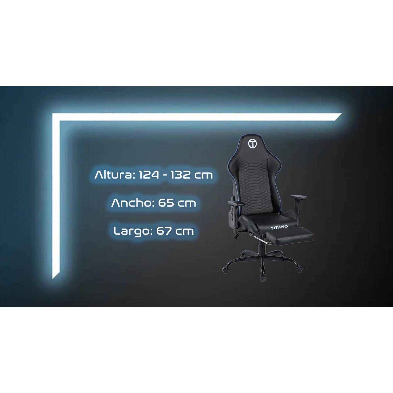 Silla Gamer PANTHER Ergonomica con Reposapies Reinclinable Gaming Azul