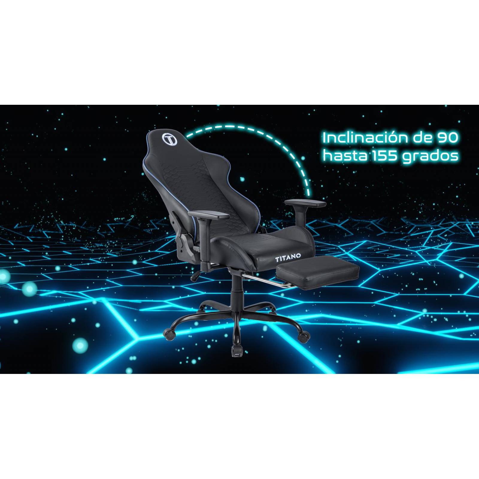 Silla Gamer PANTHER Ergonomica con Reposapies Reinclinable Gaming Azul
