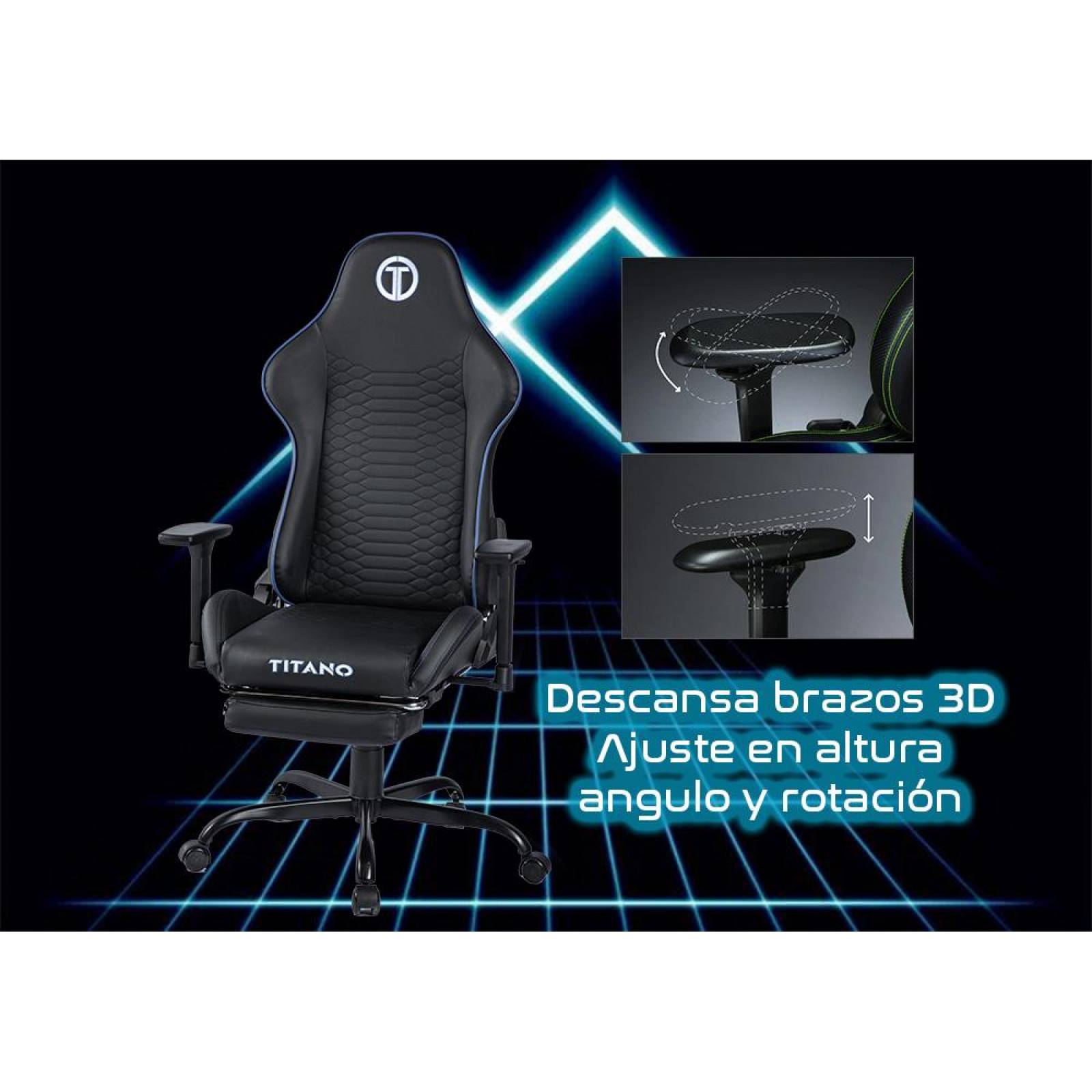 Silla Gamer PANTHER Ergonomica con Reposapies Reinclinable Gaming Azul