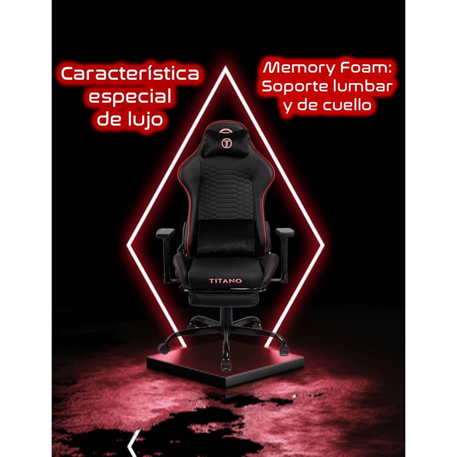 Silla Gamer PANTHER Ergonomica con Reposapies Reinclinable Gaming Rojo