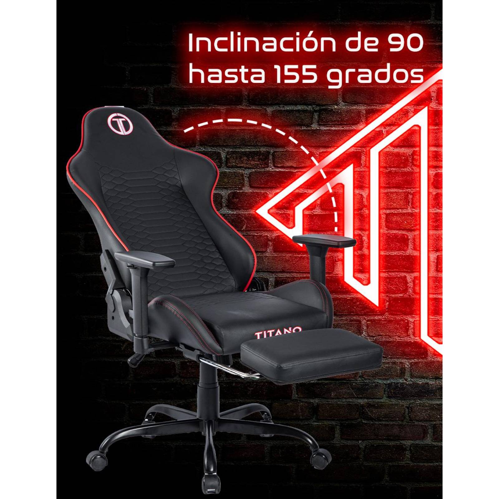 Silla Gamer PANTHER Ergonomica con Reposapies Reinclinable Gaming Rojo