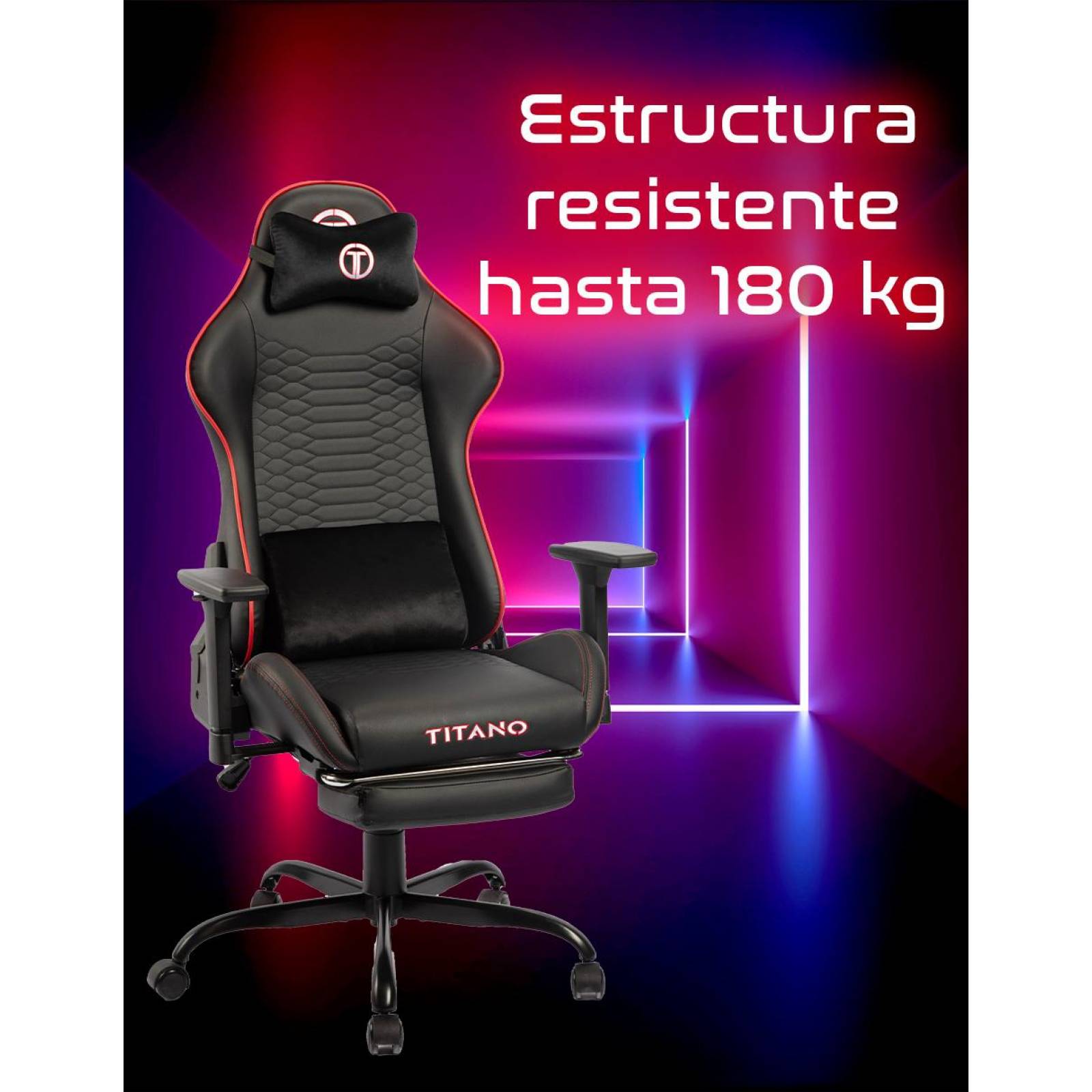 Silla Gamer PANTHER Ergonomica con Reposapies Reinclinable Gaming Rojo