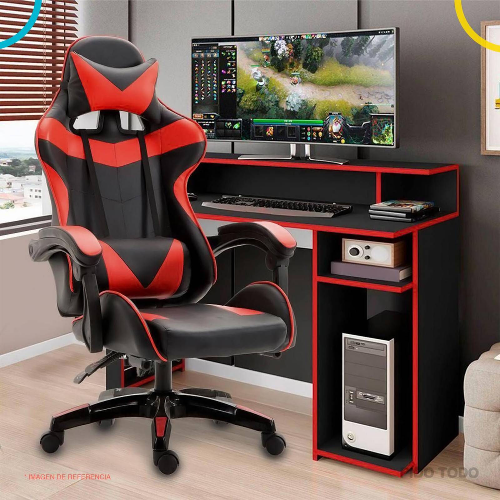 Silla de escritorio gamer ergonómica Reclinable MSI Comoda Homeoffice Rojo