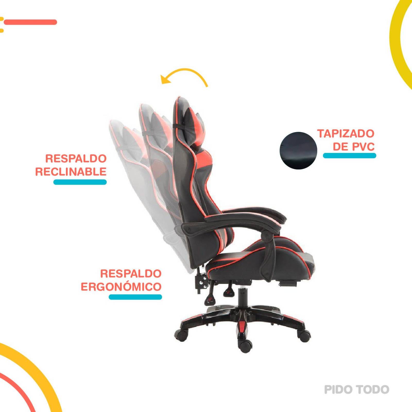 Silla de escritorio gamer ergonómica Reclinable MSI Comoda Homeoffice Rojo