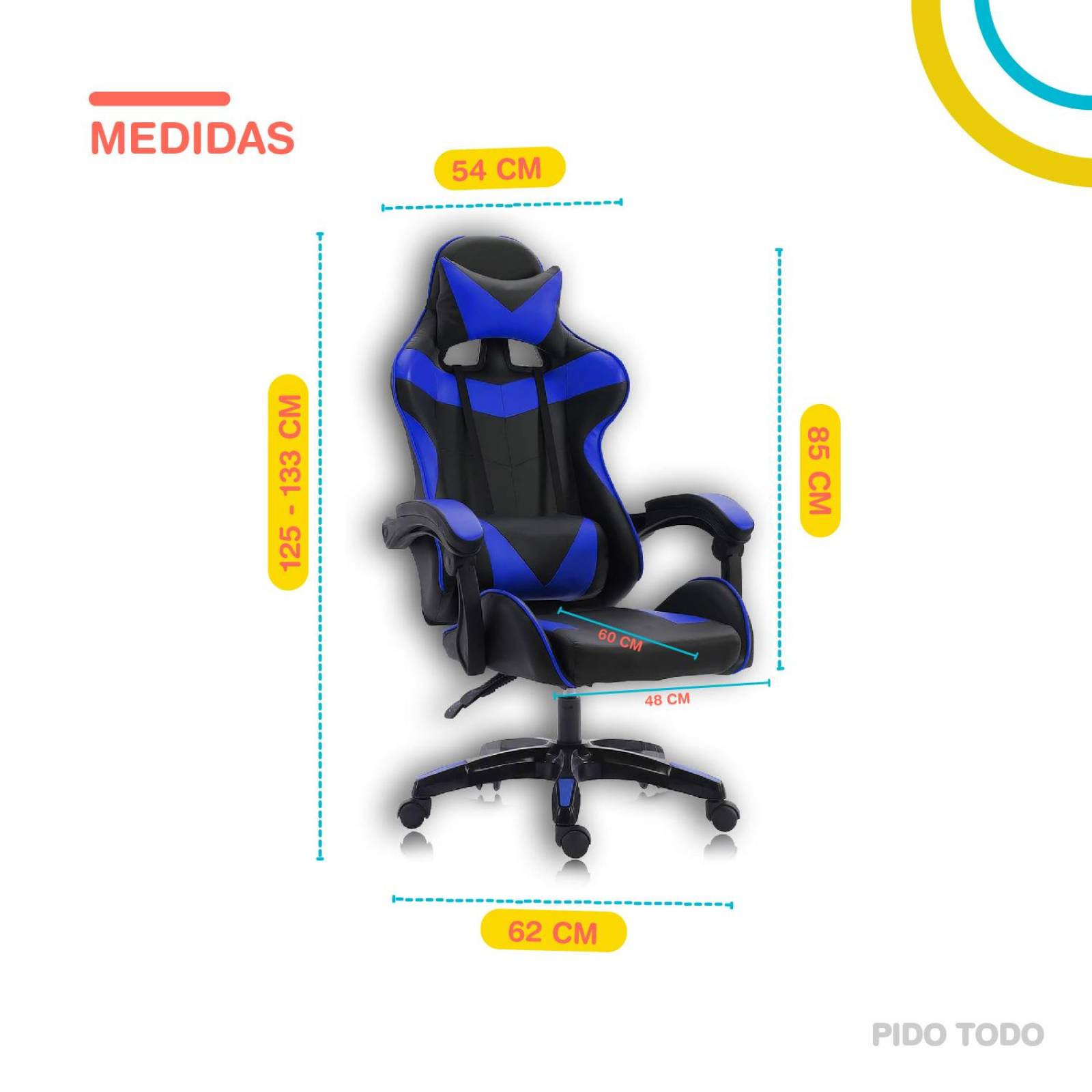 Silla de escritorio gamer ergonómica Reclinable MSI Comoda Homeoffice Azul