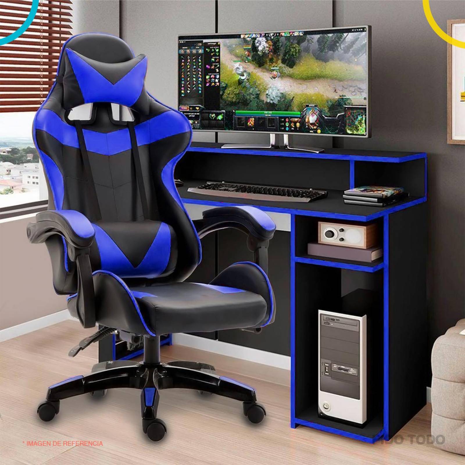 Silla de escritorio gamer ergonómica Reclinable MSI Comoda Homeoffice Azul