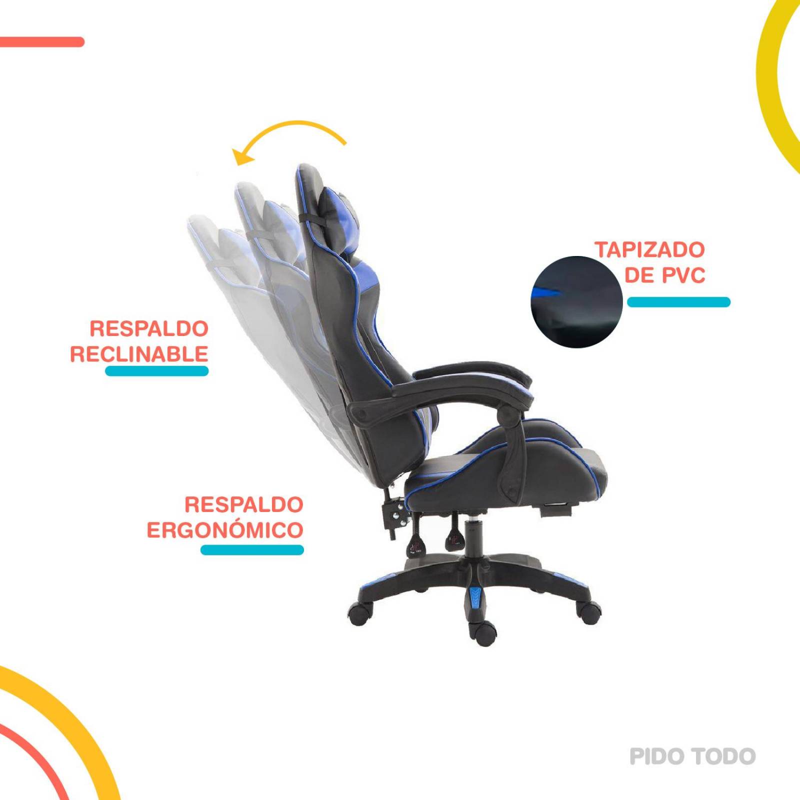 Silla de escritorio gamer ergonómica Reclinable MSI Comoda Homeoffice Azul