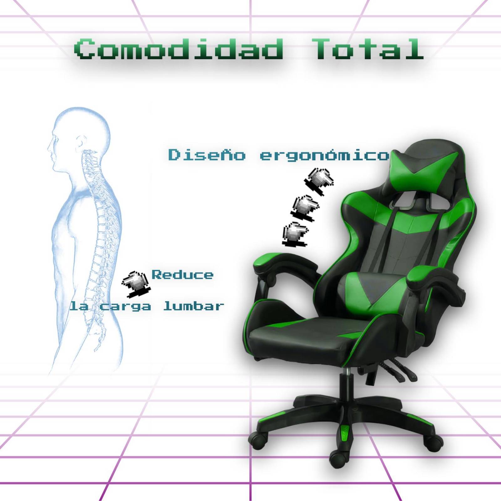 Silla de escritorio gamer ergonómica Reclinable MSI Comoda Homeoffice Verde
