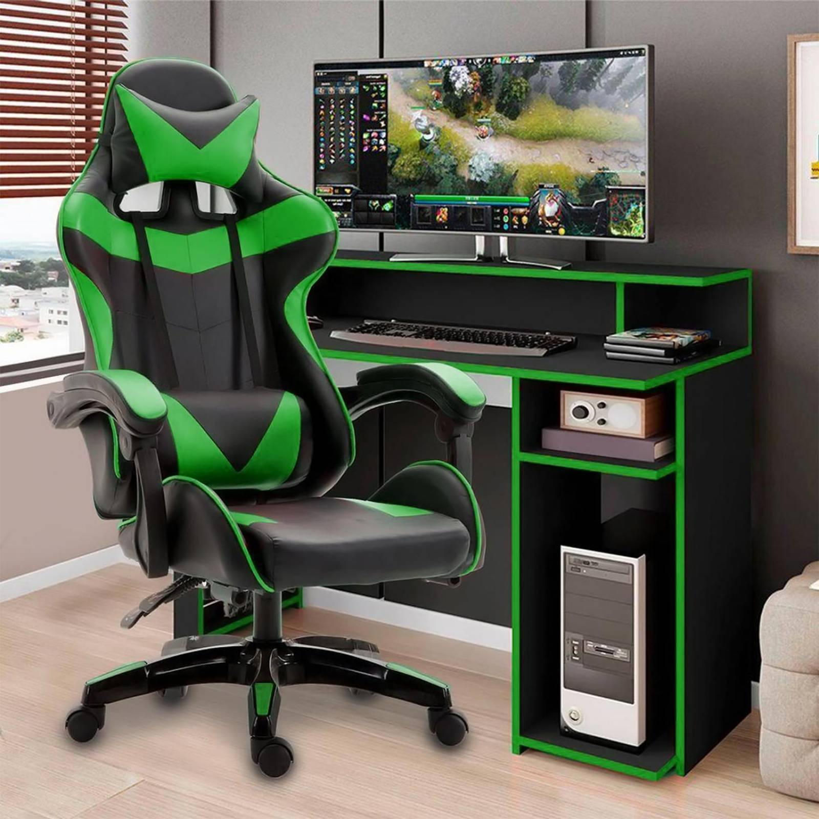 Silla de escritorio gamer ergonómica Reclinable MSI Comoda Homeoffice Verde