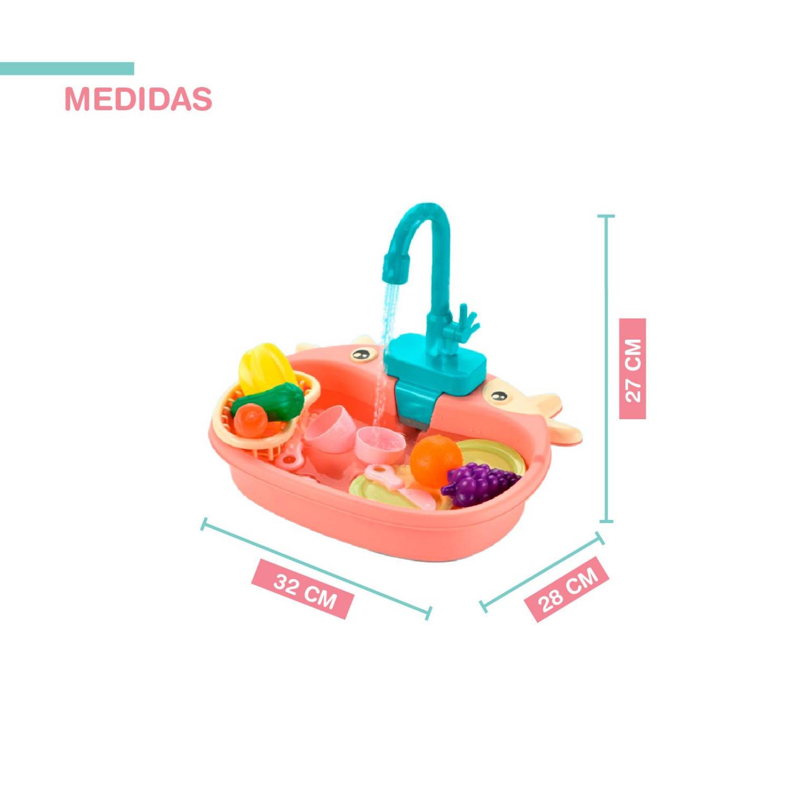 Lava trastes juguete sensorial Set 16 pcs Rosa
