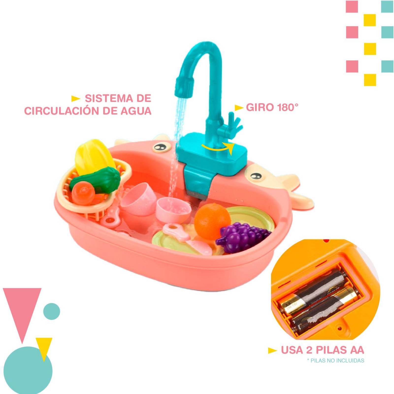 Lava trastes juguete sensorial Set 16 pcs Rosa