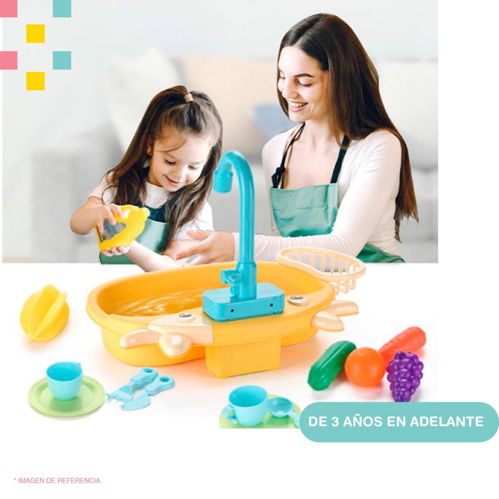 Lava trastes juguete sensorial Set 16 pcs Amarillo