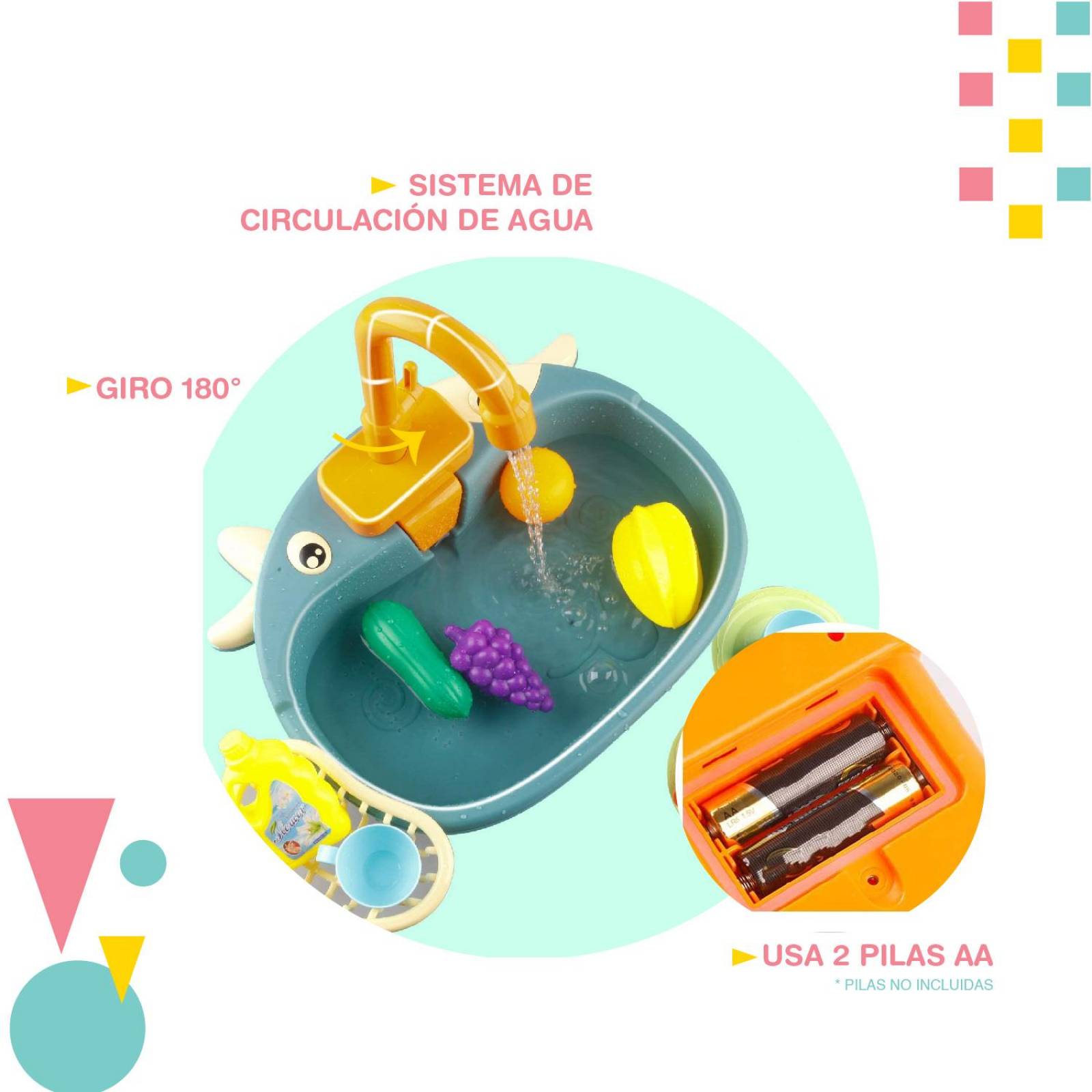 Lava trastes juguete sensorial Set 16 pcs Azul