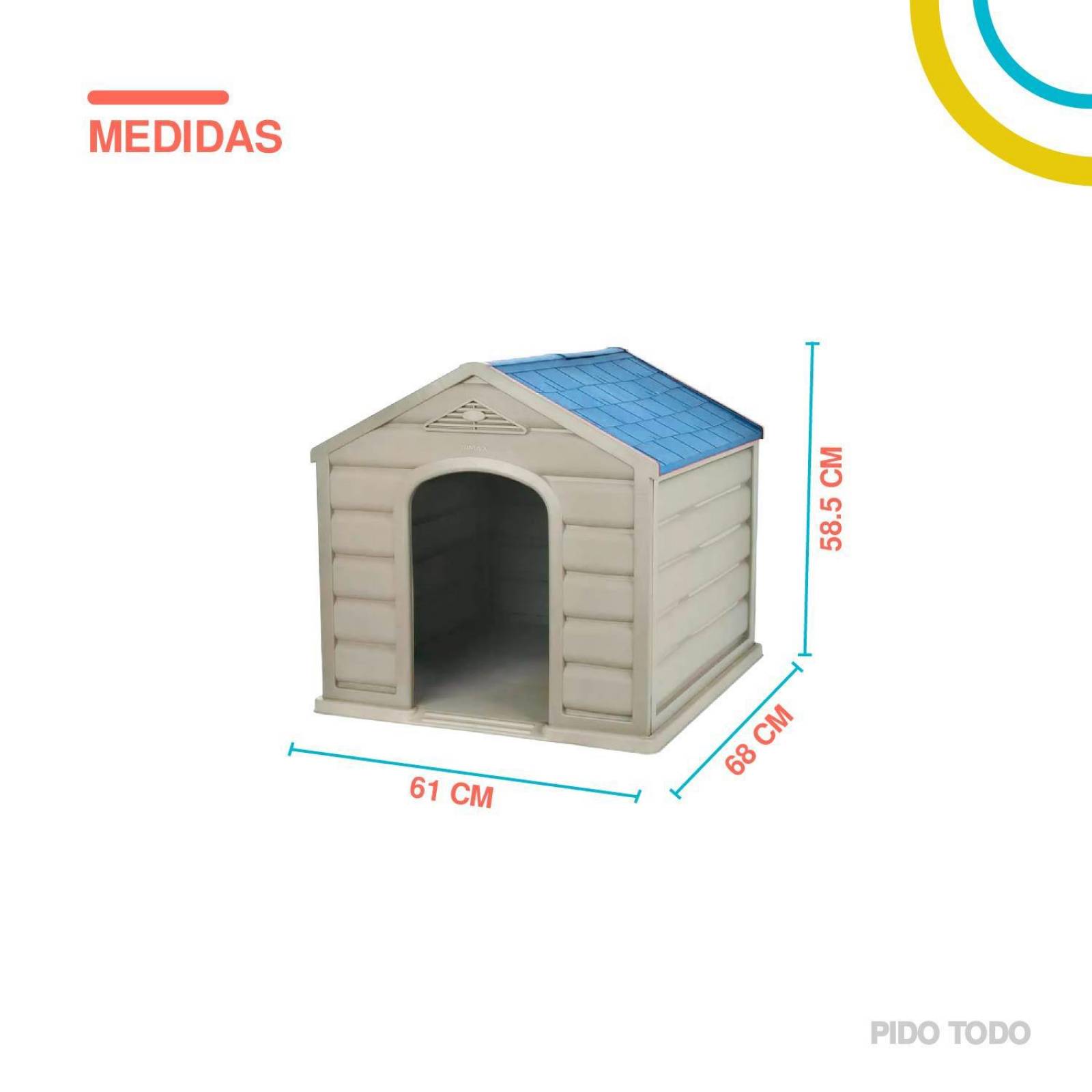 Casa Para Perro Chico Mediano De Plástico Termica Resistente Azul