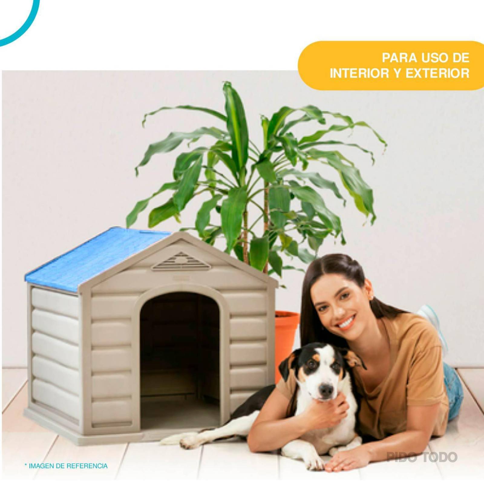 Casa Para Perro Chico Mediano De Plástico Termica Resistente Azul