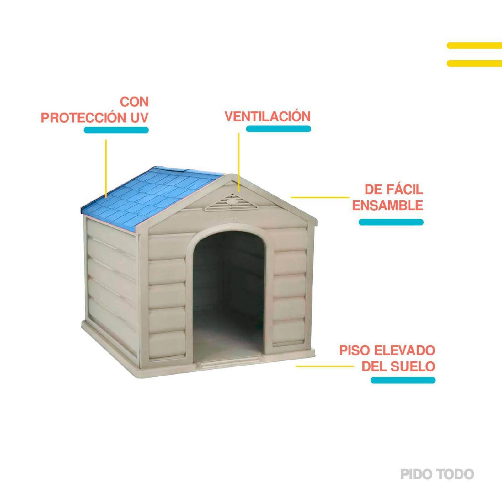 Casa Para Perro Chico Mediano De Plástico Termica Resistente Azul