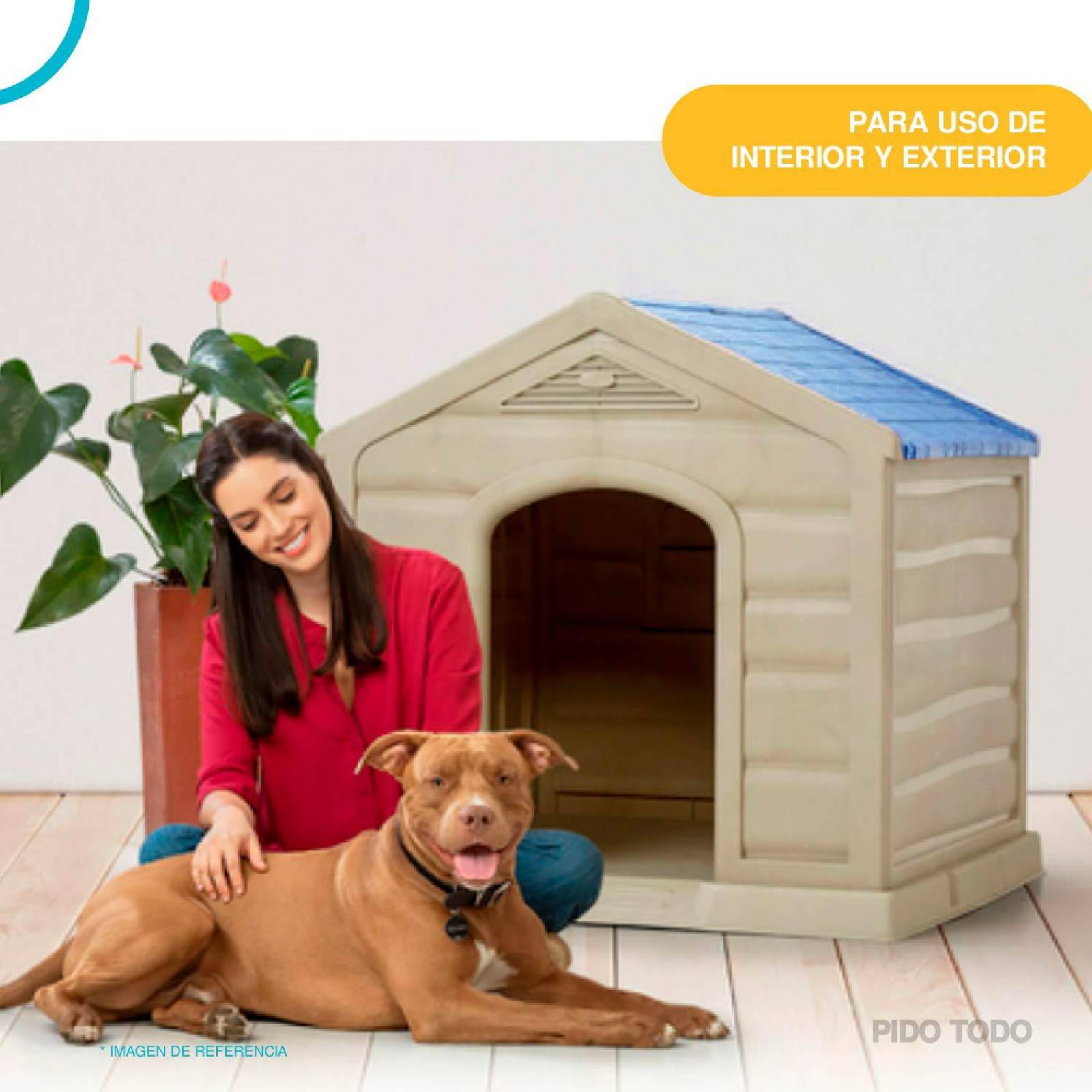 Casa Para Perro Grande Mediano Plastico Termica Resistente Azul