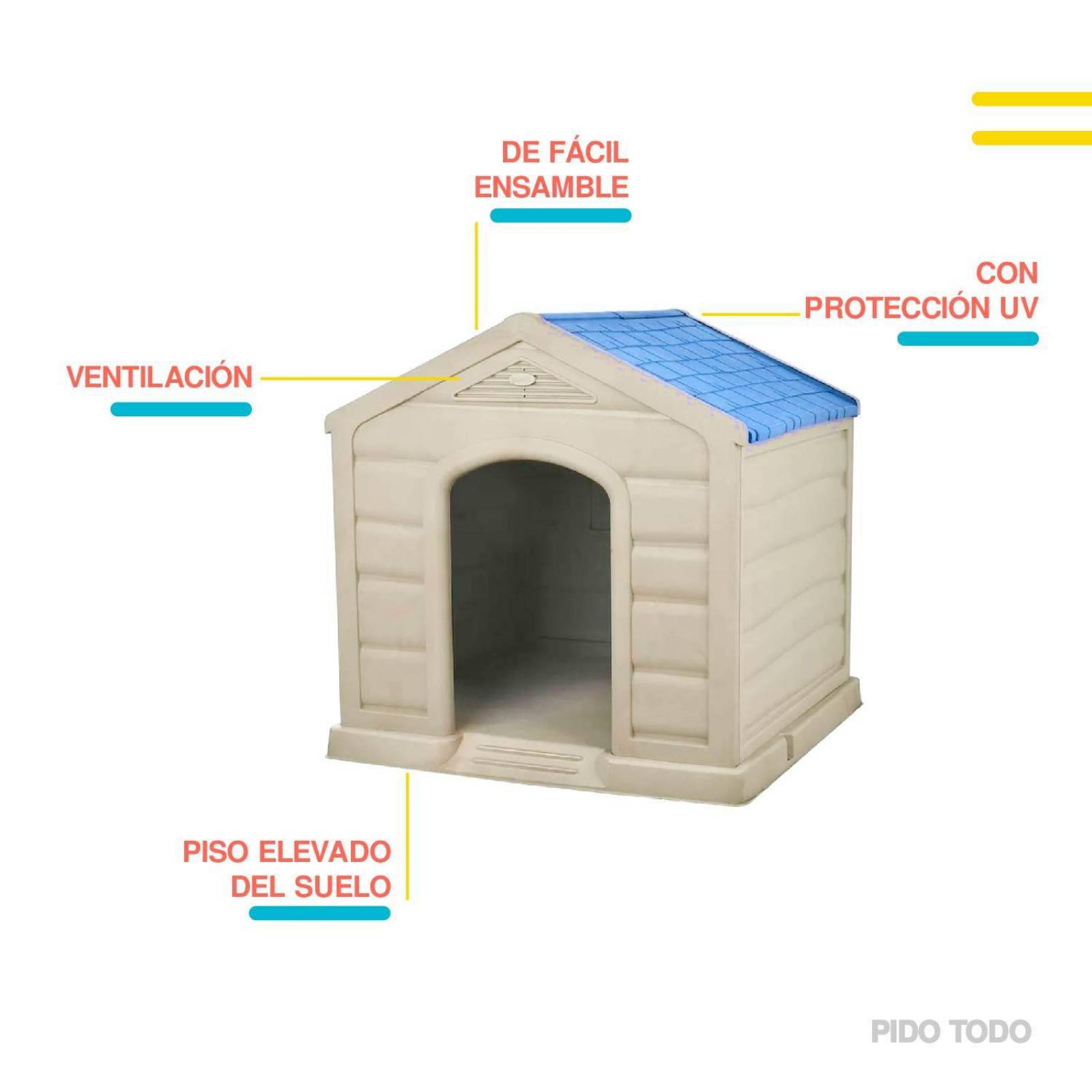 Casa Para Perro Grande Mediano Plastico Termica Resistente Azul