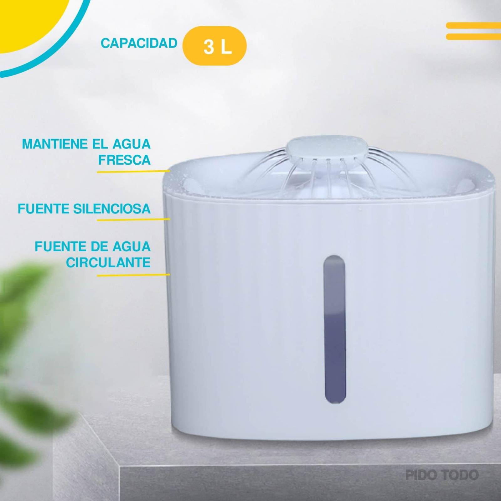 Bebedero para mascota tipo fuente capacidad 2.5L
